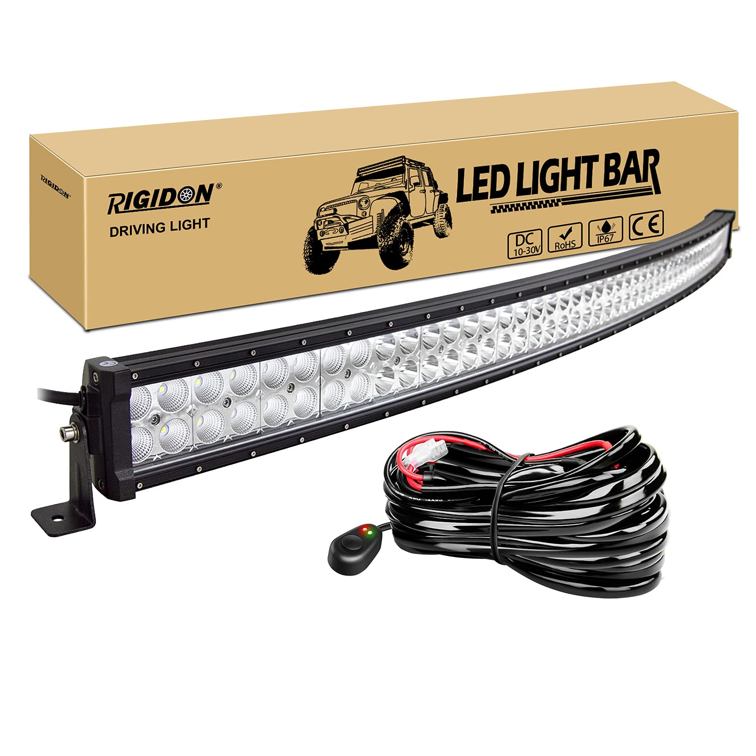 RIGIDON Gebogene 52 Zoll 130cm 300W Led lichtleiste kfz mit 12v kabelbaum kit, Offroad beleuchtung für Auto SUV, LKW 4x4, Fahrzeuge, 6000K led nebelscheinwerfer, spot strahler flutstrahler combo RIGIDON Gebogene 52 Zoll 130cm 300W Led lichtleiste kfz mit 12v kabelbaum kit, Offroad beleuchtung für Auto SUV, LKW 4x4, Fahrzeuge, 6000K led nebelscheinwerfer, spot strahler flutstrahler combo von RIGIDON