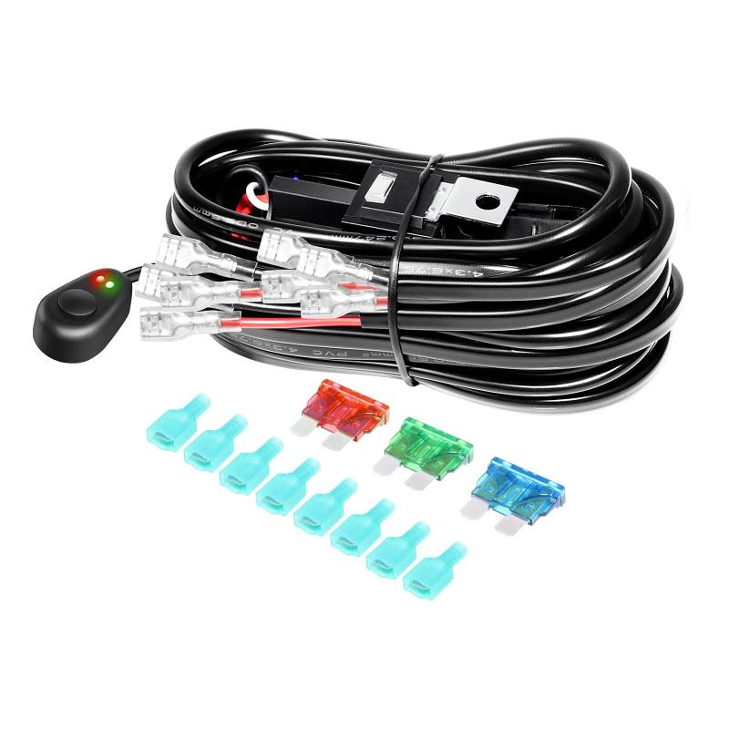 RIGIDON Kabelbaum Kabelsatz Relais Adapter für KFZ Scheinwerfer Arbeitsscheinwerfer Tagfahrleuchten Lichtleisten DC 12V/40A 18AWG (Modell A für 4 Lampe) von RIGIDON