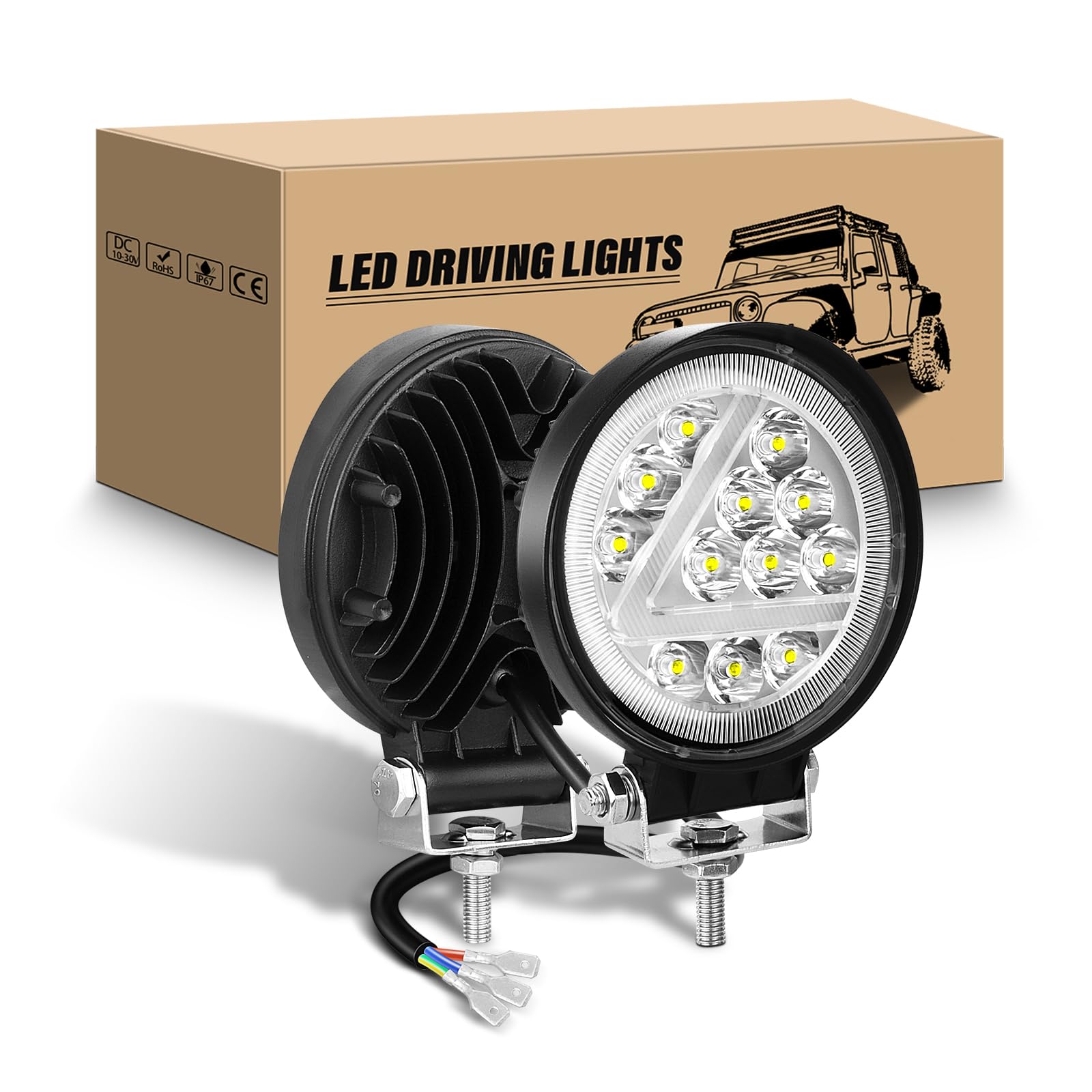 RIGIDON LED Arbeitsscheinwerfer, 2Pcs 4 Zoll 36W Runde LED Zusatzscheinwerfer 12V 24V Weißer Bernstein Strahler Offroad Scheinwerfer Rückfahrscheinwerfer für 4x4 Auto traktor LKW Nebelscheinwerfer RIGIDON LED Arbeitsscheinwerfer, 2Pcs 4 Zoll 36W Runde LED Zusatzscheinwerfer 12V 24V Weißer Bernstein Strahler Offroad Scheinwerfer Rückfahrscheinwerfer für 4x4 Auto traktor LKW Nebelscheinwerfer von RIGIDON