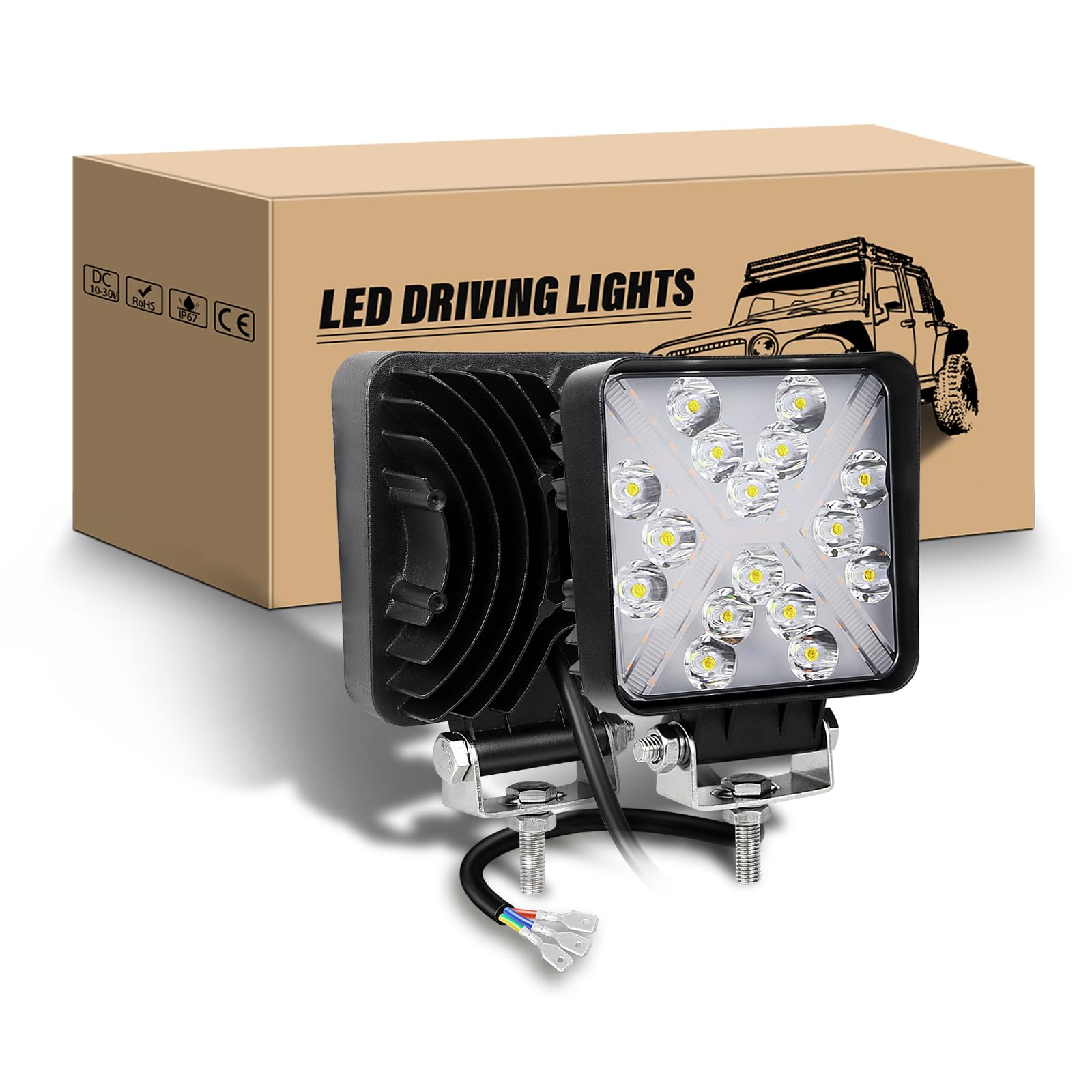 RIGIDON LED Arbeitsscheinwerfer, 2Pcs 4 Zoll 48W LED Zusatzscheinwerfer 12V 24V Weißer Bernstein Strahler Auto Quad Scheinwerfer Rückfahrscheinwerfer für 4x4 Offroad traktor LKW Nebelscheinwerfer RIGIDON LED Arbeitsscheinwerfer, 2Pcs 4 Zoll 48W LED Zusatzscheinwerfer 12V 24V Weißer Bernstein Strahler Auto Quad Scheinwerfer Rückfahrscheinwerfer für 4x4 Offroad traktor LKW Nebelscheinwerfer von RIGIDON