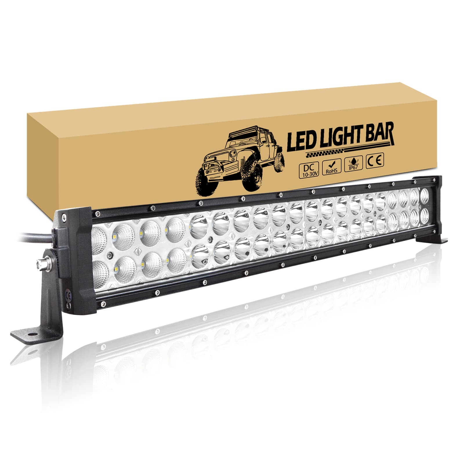 RIGIDON Led Arbeitsscheinwerfer Bar, 22" 56cm 120W Led lichtbalken 12V 24V Zusatzscheinwerfer Auto Offroad Scheinwerfer für 4x4 Traktor Lkw Pkw Kfz Truck SUV ATV UTV, IP67 Wasserdicht Arbeitslicht von RIGIDON