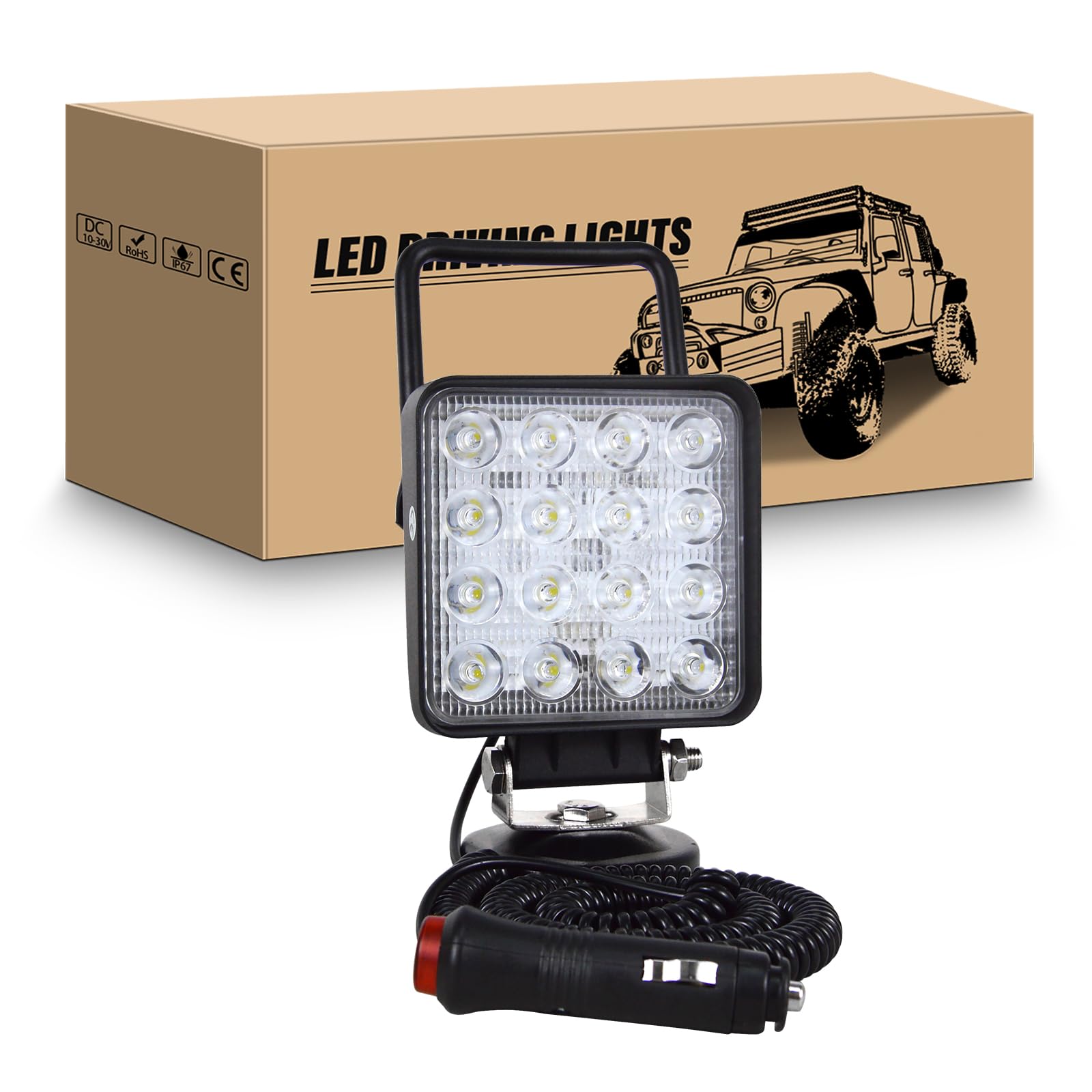 RIGIDON Led arbeitsscheinwerfer mit magnetfuß, 4 Zoll 48W led scheinwerfer auto magnet 12V offroad beleuchtung für Auto SUV ATV Traktor LKW 4x4 Boot,6000K Weiß suchscheinwerfer, arbeitslicht RIGIDON Led arbeitsscheinwerfer mit magnetfuß, 4 Zoll 48W led scheinwerfer auto magnet 12V offroad beleuchtung für Auto SUV ATV Traktor LKW 4x4 Boot,6000K Weiß suchscheinwerfer, arbeitslicht von RIGIDON