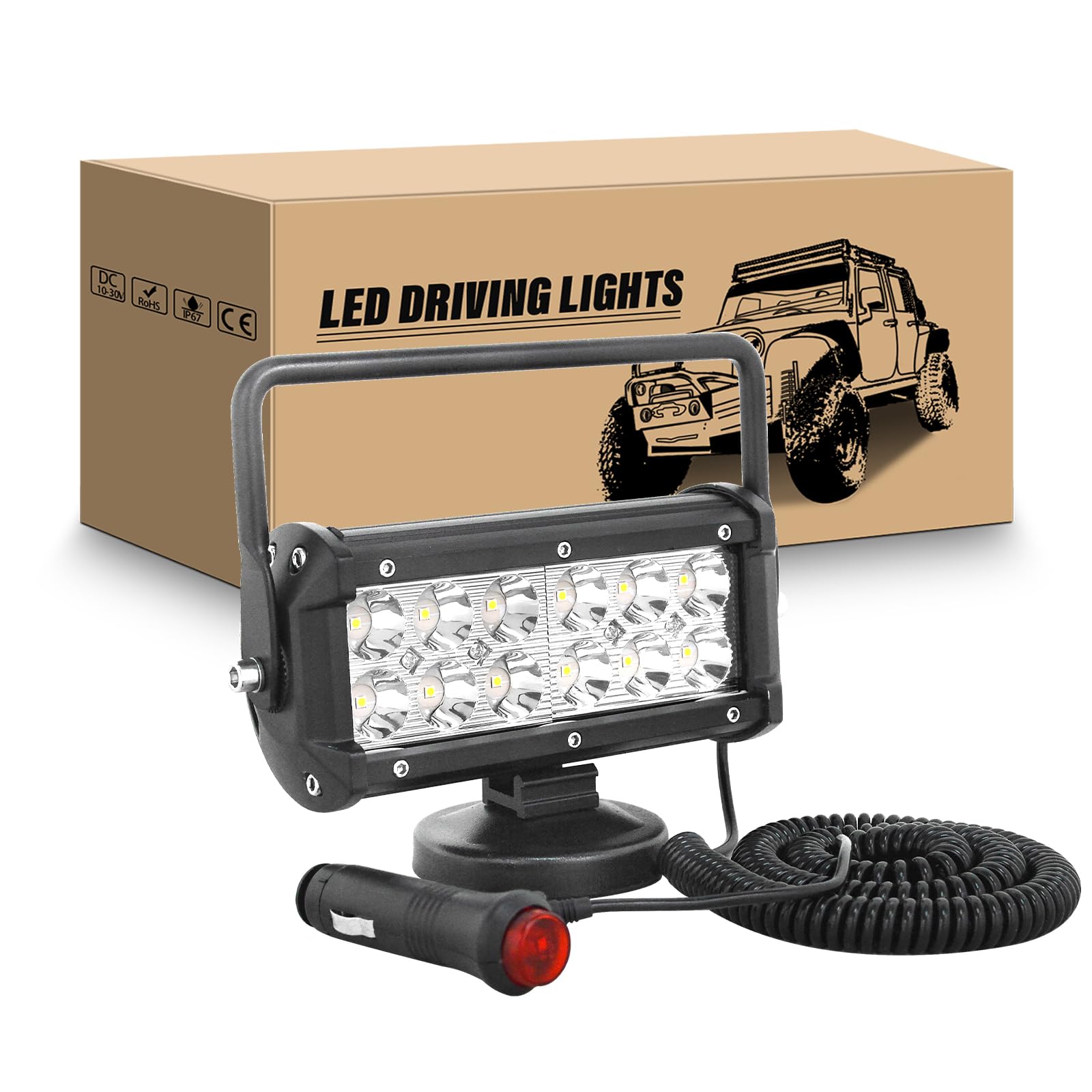 RIGIDON Led arbeitsscheinwerfer mit magnetfuß, 7 Zoll 18cm 36W led scheinwerfer auto magnet 12V offroad beleuchtung für Auto SUV ATV Traktor LKW 4x4 Boot,6000K Weiß suchscheinwerfer, arbeitslicht RIGIDON Led arbeitsscheinwerfer mit magnetfuß, 7 Zoll 18cm 36W led scheinwerfer auto magnet 12V offroad beleuchtung für Auto SUV ATV Traktor LKW 4x4 Boot,6000K Weiß suchscheinwerfer, arbeitslicht von RIGIDON