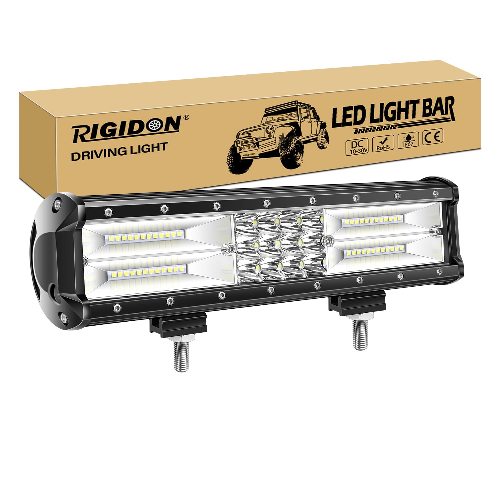 RIGIDON Led lichtleiste kfz aussen, 12V 24V 12 Zoll 30cm 180W Spot Flut-Combo-Strahl offroad beleuchtung für SUV Offroad ATV, UTV, Offroad, Traktor, LKW, Fahrzeuge, 6000K Weiß led nebelscheinwerfer von RIGIDON