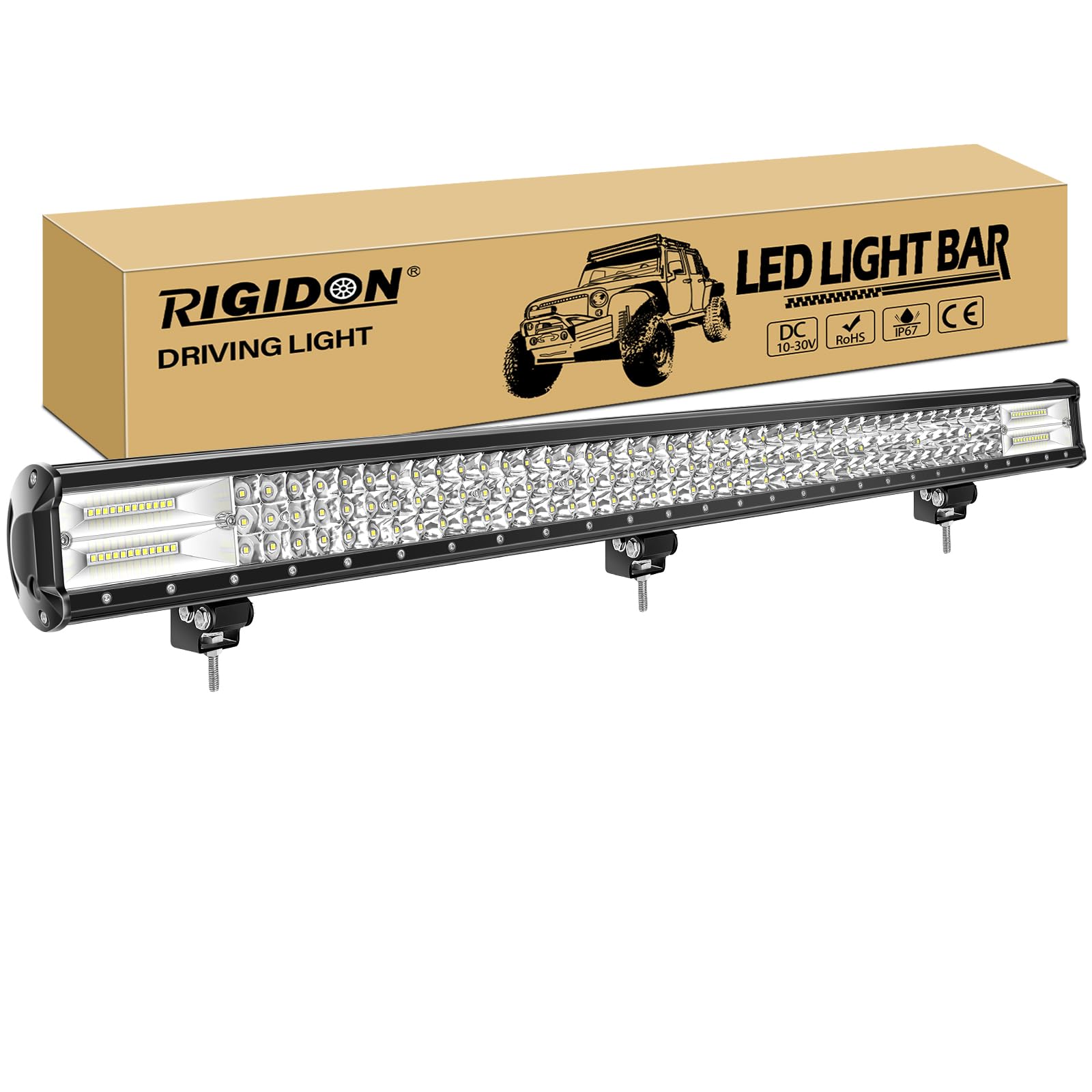 RIGIDON Led lichtleiste kfz aussen, 12V 24V 45 Zoll 115cm 612W Spot Flut-Combo-Strahl offroad beleuchtung für SUV Offroad ATV, UTV, Offroad, Traktor, LKW,Fahrzeuge, 6000K Weiß led nebelscheinwerfer von RIGIDON