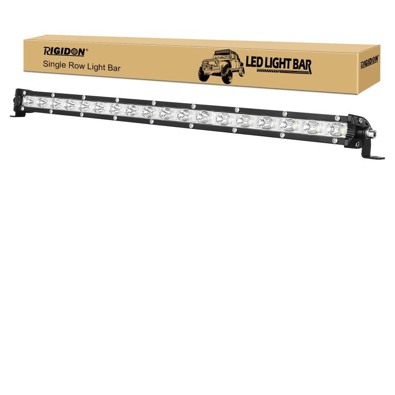 RIGIDON Schmal einzelne Reihe Led lichtleiste kfz, 12V 24V 20 Zoll 50cm 90W Strahler Spot Offroad Beleuchtung für SUV ATV, UTV, Traktor, LKW, Fahrzeuge, 6000K Weiß led nebelscheinwerfer von RIGIDON