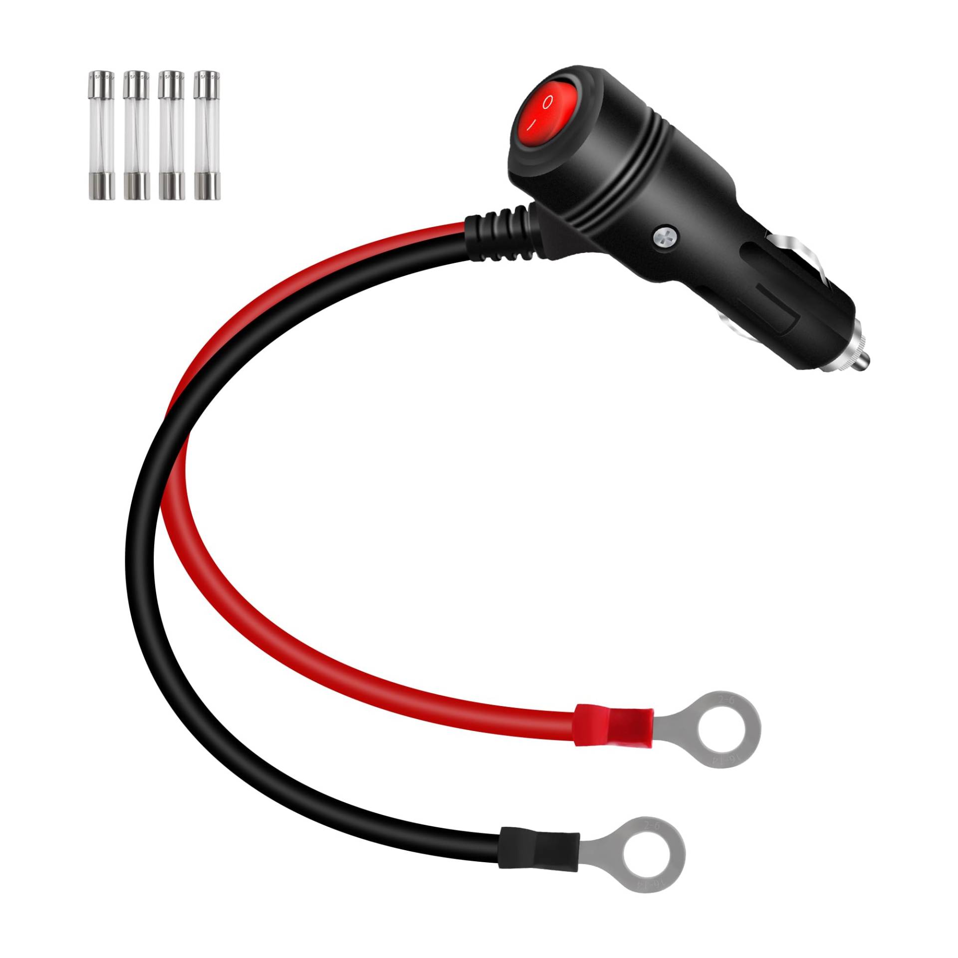 RIIEYOCA 12V 24V Zigarettenanzünder Stecker Adapter, 16AWG Heavy 15A Auto Zigarettenanzünder Ersatz Stecker zu O-Ring Terminal Stromkabel mit Ein/Aus-Schalter für Autos, Boote 0,3M / 1FT RIIEYOCA 12V 24V Zigarettenanzünder Stecker Adapter, 16AWG Heavy 15A Auto Zigarettenanzünder Ersatz Stecker zu O-Ring Terminal Stromkabel mit Ein/Aus-Schalter für Autos, Boote 0,3M / 1FT von RIIEYOCA