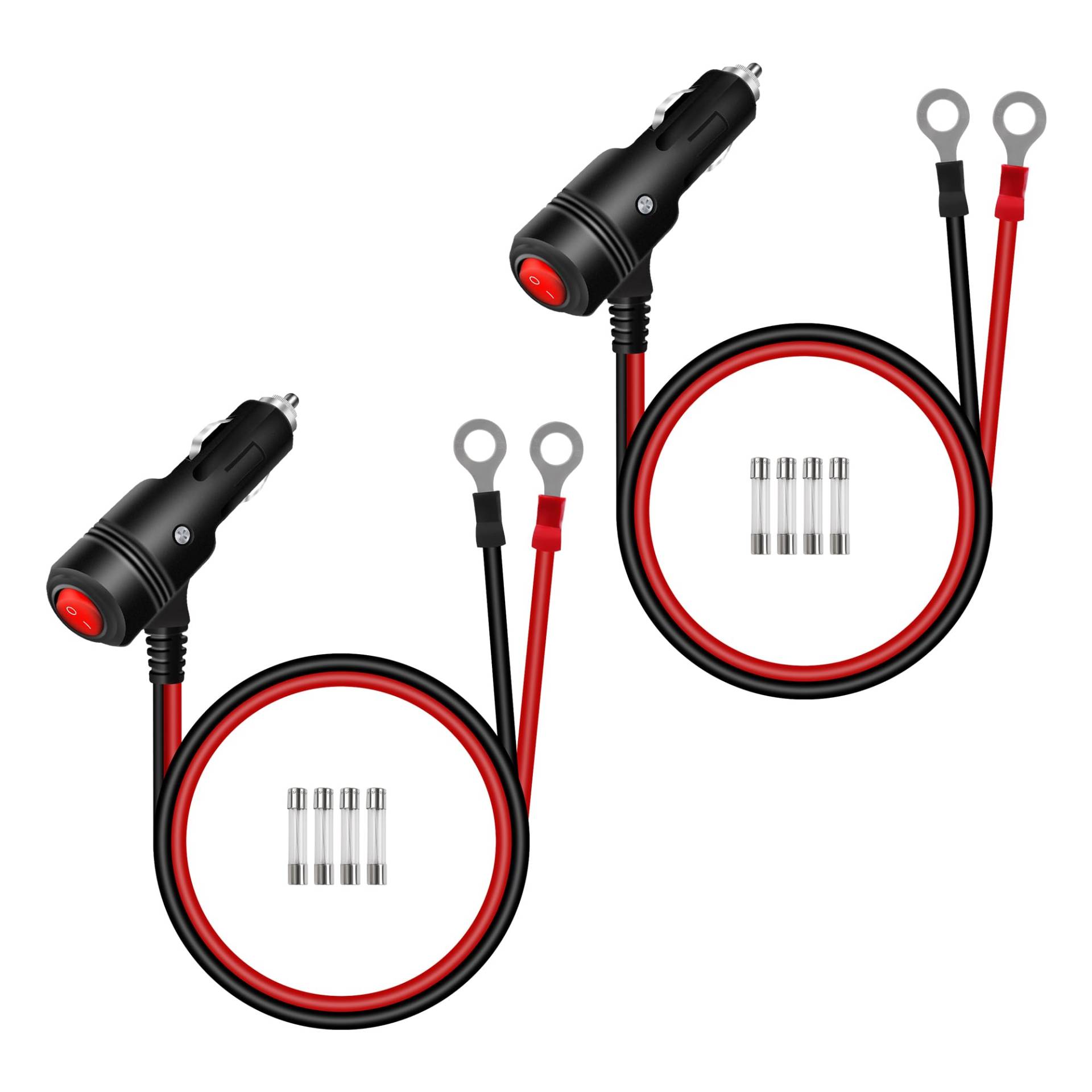 RIIEYOCA 2Stück 12V 24V Zigarettenanzünder Stecker Adapter, 16AWG Heavy Duty 15A Auto Zigarettenanzünder Ersatz Stecker zu O-Ring Terminal Stromkabel mit Ein/Aus-Schalter für Autos, Boote 0,6M / 2FT RIIEYOCA 2Stück 12V 24V Zigarettenanzünder Stecker Adapter, 16AWG Heavy Duty 15A Auto Zigarettenanzünder Ersatz Stecker zu O-Ring Terminal Stromkabel mit Ein/Aus-Schalter für Autos, Boote 0,6M / 2FT von RIIEYOCA