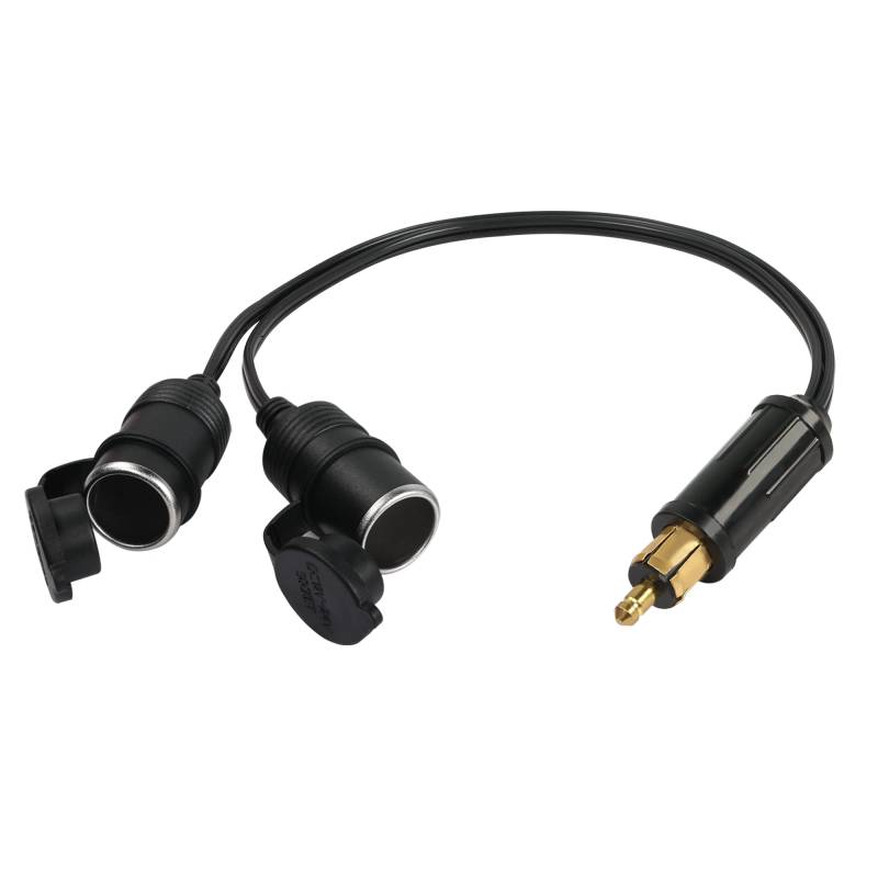 RIIEYOCA DIN Stecker auf Dual Standard Zigarettenanzünder Adapter，Stecker mit wasserdichter Kappe auf Buchse Adapterkabel, passend für Auto 12V 24V von RIIEYOCA