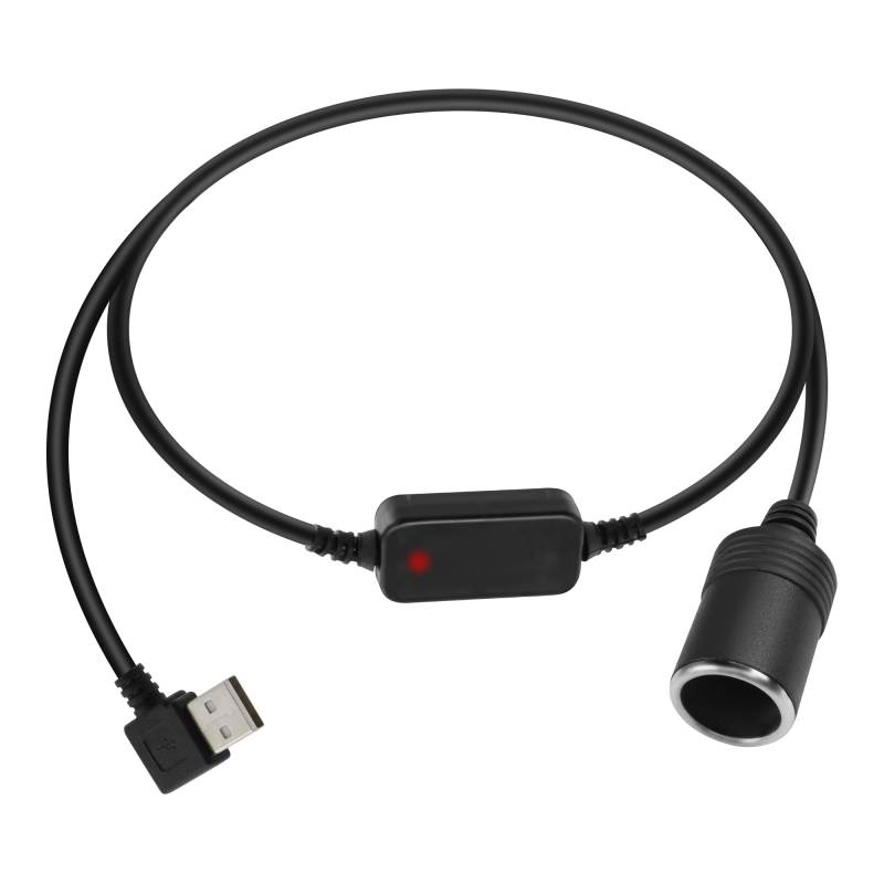RIIEYOCA USB A Stecker zu Zigarettenanzünder Buchse Konverter Kabel, 5V zu 12V 90 Grad rechtwinklig USB A zu Zigarettenanzünder Buchse Adapter für Dash Cam, GPS, Driving Recorder (0,3M / 1FT) von RIIEYOCA