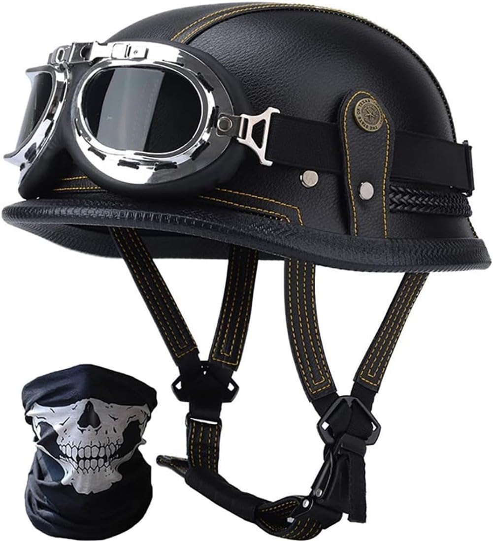 DOT/ECE-Motorrad-Retro-Halbhelme Bringen Sie offenen Motorradhelm mit Jethelm Moped-Scooter-Helm Topfhelm, Motorradhelm, Skateboard, Hubschrauberhelm A,M=57-58cm DOT/ECE-Motorrad-Retro-Halbhelme Bringen Sie offenen Motorradhelm mit Jethelm Moped-Scooter-Helm Topfhelm, Motorradhelm, Skateboard, Hubschrauberhelm A,M=57-58cm von RIKCAT