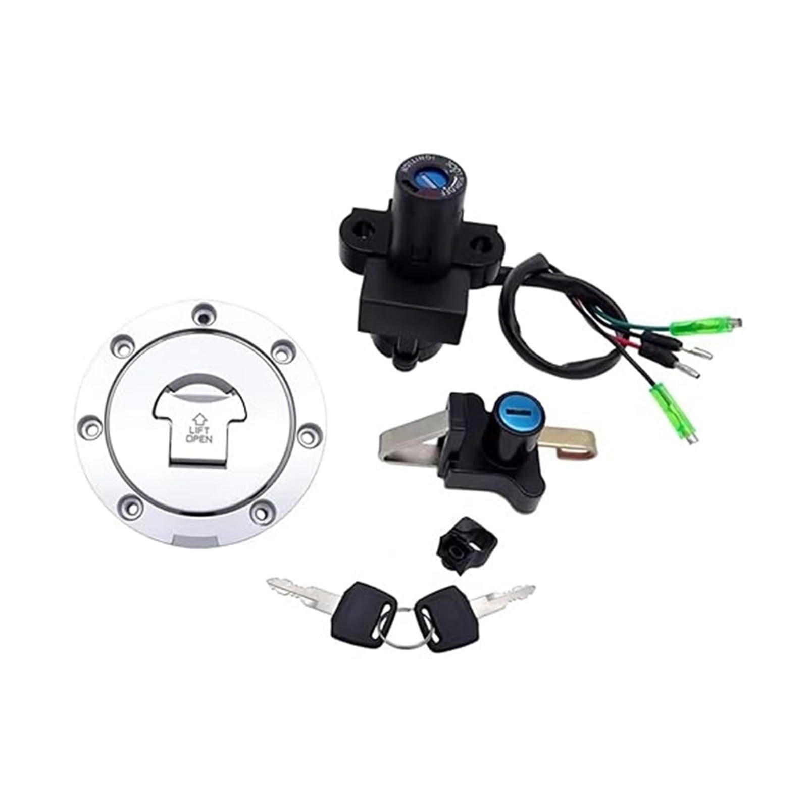 Zündlichtschalter Für NSR125 Für RX 1993-2004 Motorrad 4 Drähte Zündschloss Benzin Öl Gas Tankdeckel Sitzbezug Schloss Schlüsselsatz von RINKTEEA