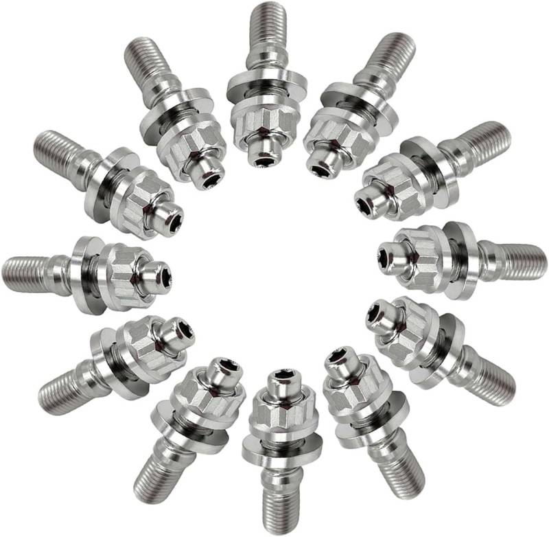 RISON-Titanium 12 Set Titan Stehbolzen für Auspuffkrümmer M8 M10, Auspuffkrümmerbolzen Mutter Kit, Auspuffkrümmer-Flanschmuttern Stiftschrauben Abgaskrümmer für Auspuffanlagen PKW Motoren Geeignet von RISON-Titanium
