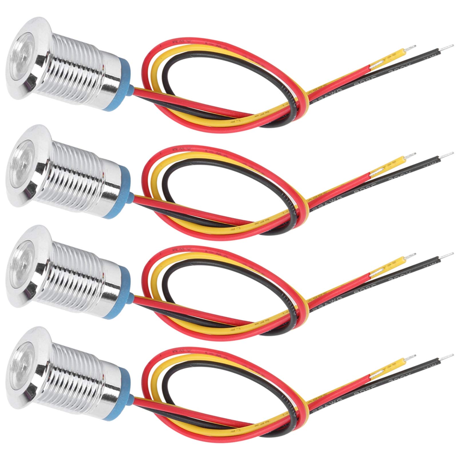 Vorverdrahtete Wasserdichte Metallmetall-Farbindikatorlichter für Auto- und Industriesteuerinstrumente, Set von 4 Mini-Runden-LEDs für CNC-Werkzeugmaschinen, Messing-Chrom-Plattiermaterial (rot Gelb) Vorverdrahtete Wasserdichte Metallmetall-Farbindikatorlichter für Auto- und Industriesteuerinstrumente, Set von 4 Mini-Runden-LEDs für CNC-Werkzeugmaschinen, Messing-Chrom-Plattiermaterial (rot Gelb) von RIZGHWOY