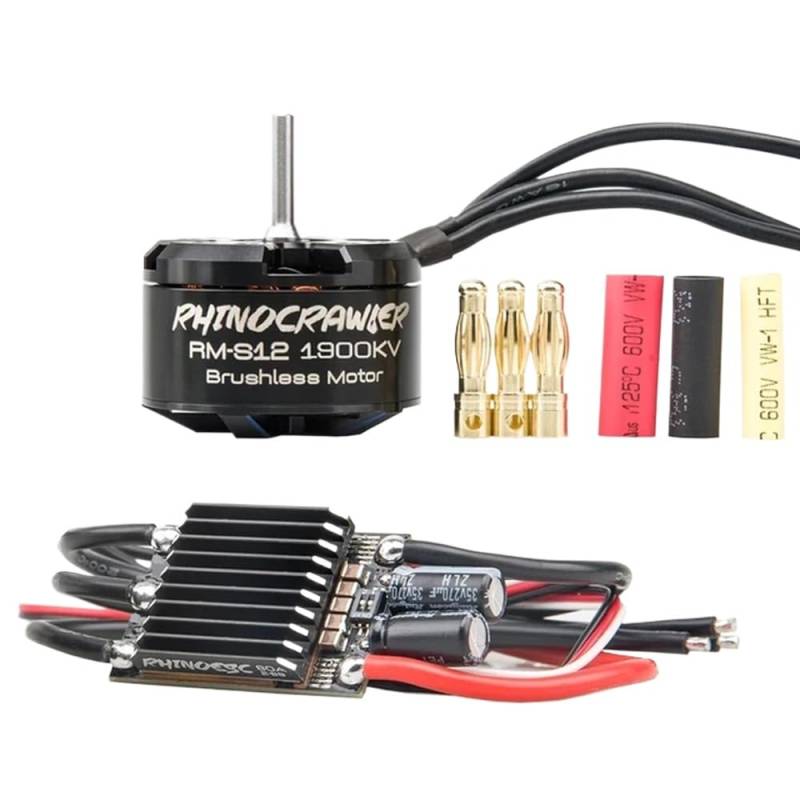ESC 40A-S12 80A-S20 AM32 RC Crawler Bürstenloses Motorantriebssystem, kompatibel mit 1/10 Teilen MOA Shafty(80A-S12-1900KV) von RJXDUPHT