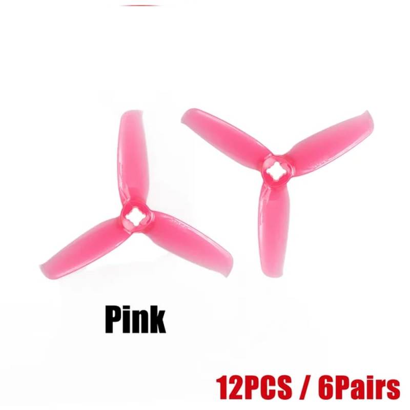 Flash 3052 1,5 mm 5 mm 3 Zoll 3-teiliger Propeller, kompatibel mit RC FPV Racing Freestyle Toothpick Cinewhoop Kanaldrohnen DIY-Teilen(6Pairs Pink) von RJXDUPHT