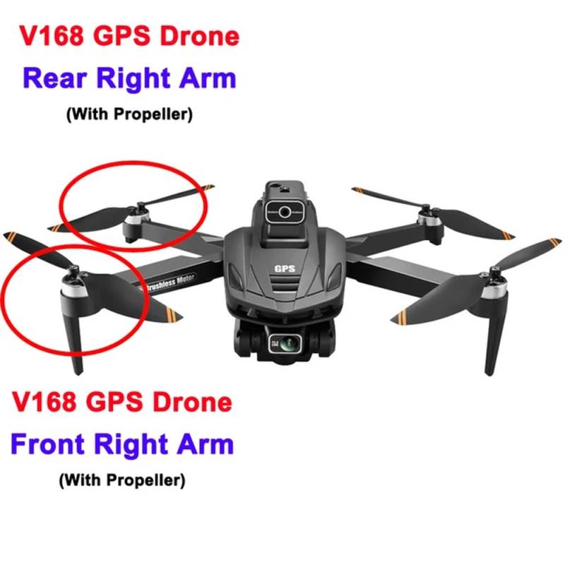 V168 ProMax GPS Drone Ersatz Motor Arm Bürstenlosen Motor Quadcopter Zubehör Kompatibel mit V168 GPS Drone(V168GPS FR VS RR Arm) von RJXDUPHT