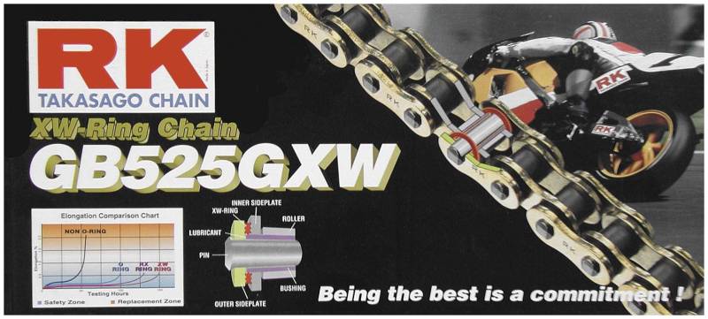 RK Racing Kette gb525gxw-116 Gold 116-links xw-Ring Kette mit Clipschloß von RK Racing Chain
