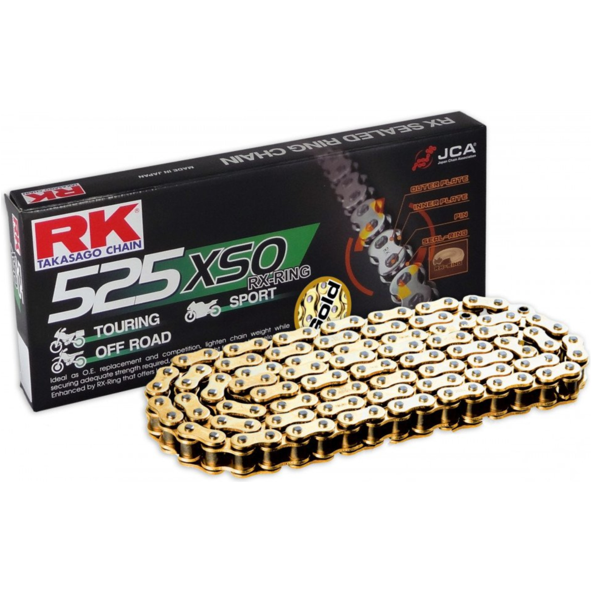 Motorradkette antriebskette rk x-ringkette gb525xso/112 von RK