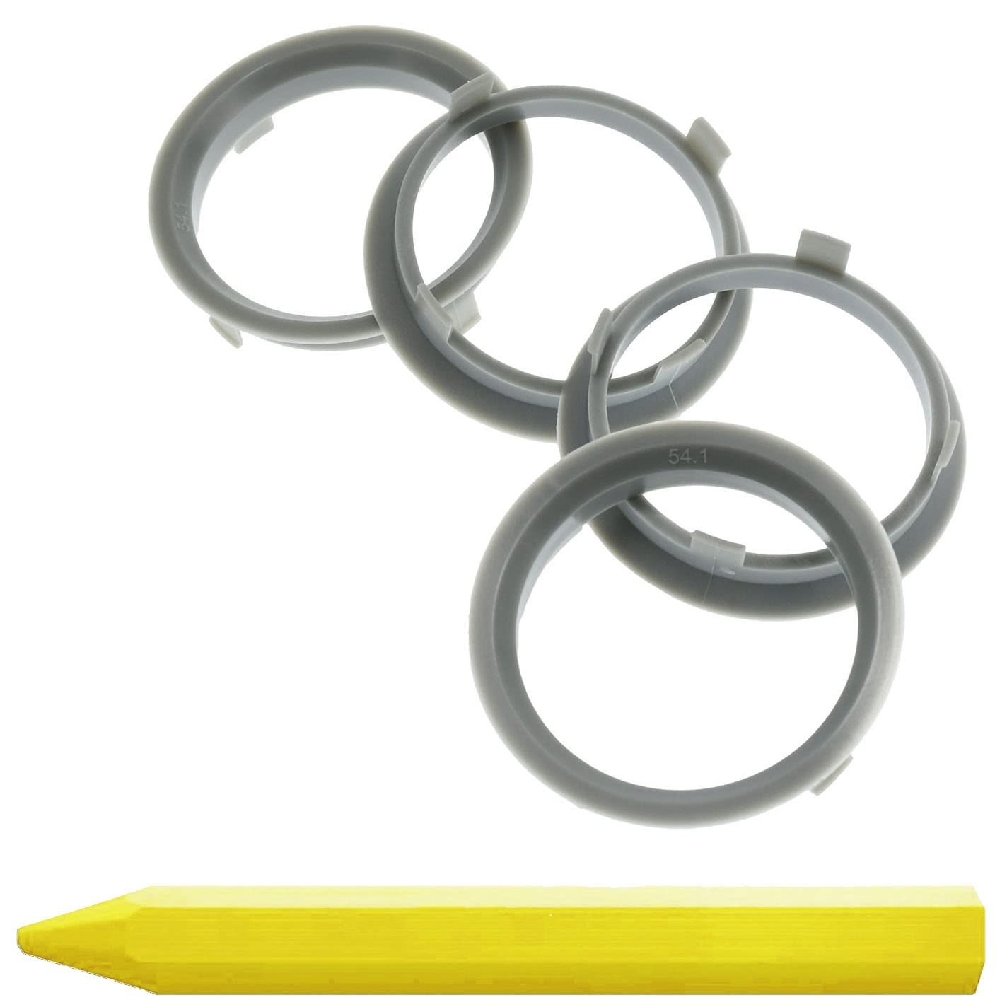 4X Zentrierringe 60,1 x 54,1 mm Grau Felgen Ringe + 1x Reifen Kreide Fett Stift von RKC