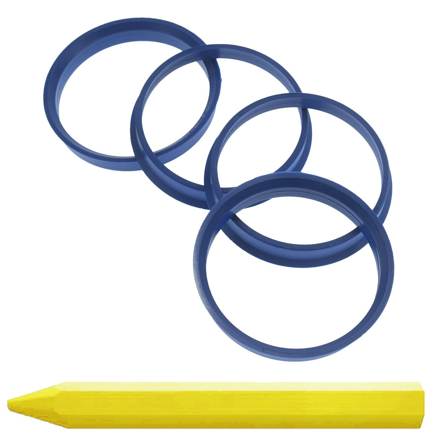 4X Zentrierringe 65,1 x 60,1 mm Blau Felgen Ringe + 1x Reifen Kreide Fett Stift von RKC