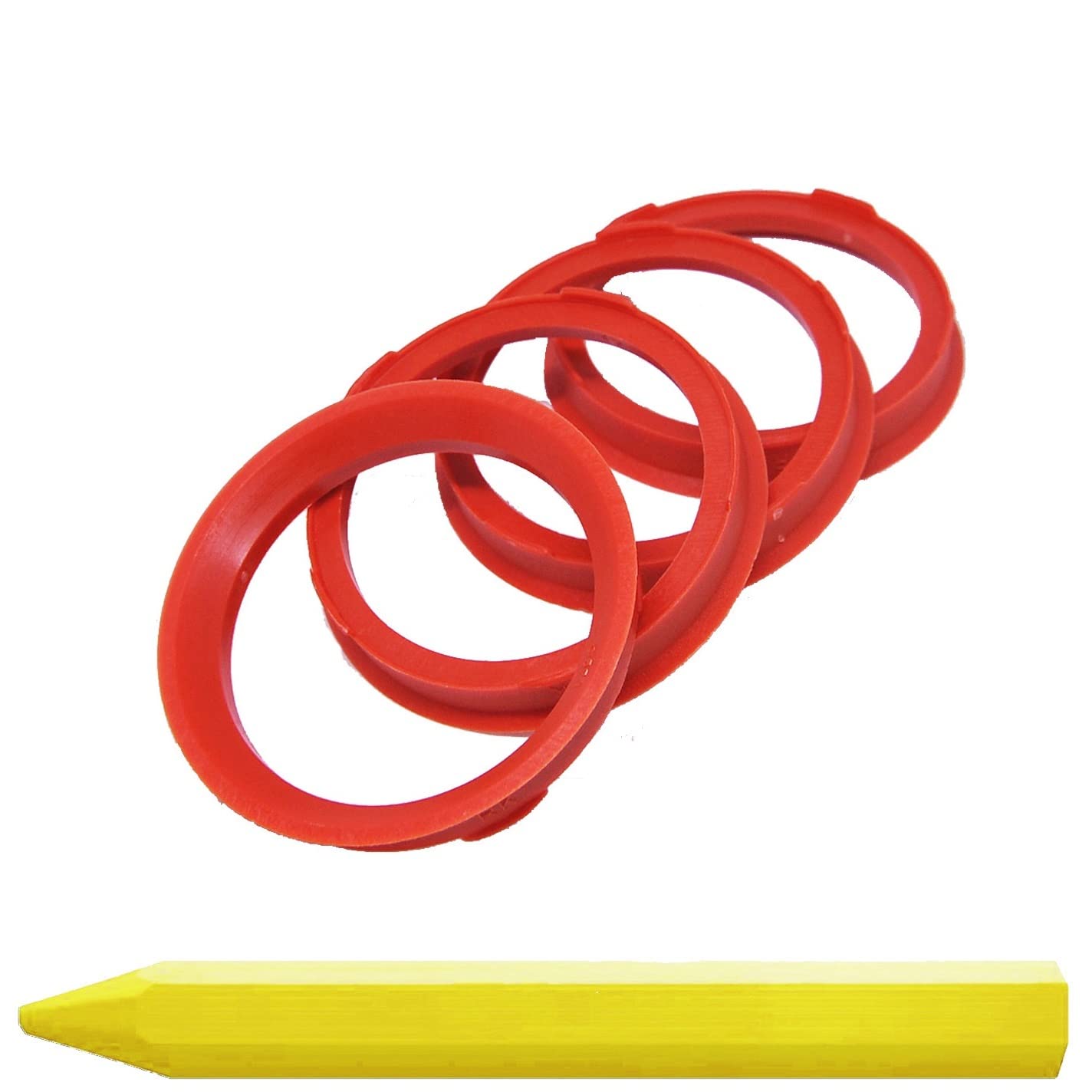 4X Zentrierringe 67,0 x 57,1 mm Rot Felgen Ringe + 1x Reifen Kreide Fett Stift von RKC