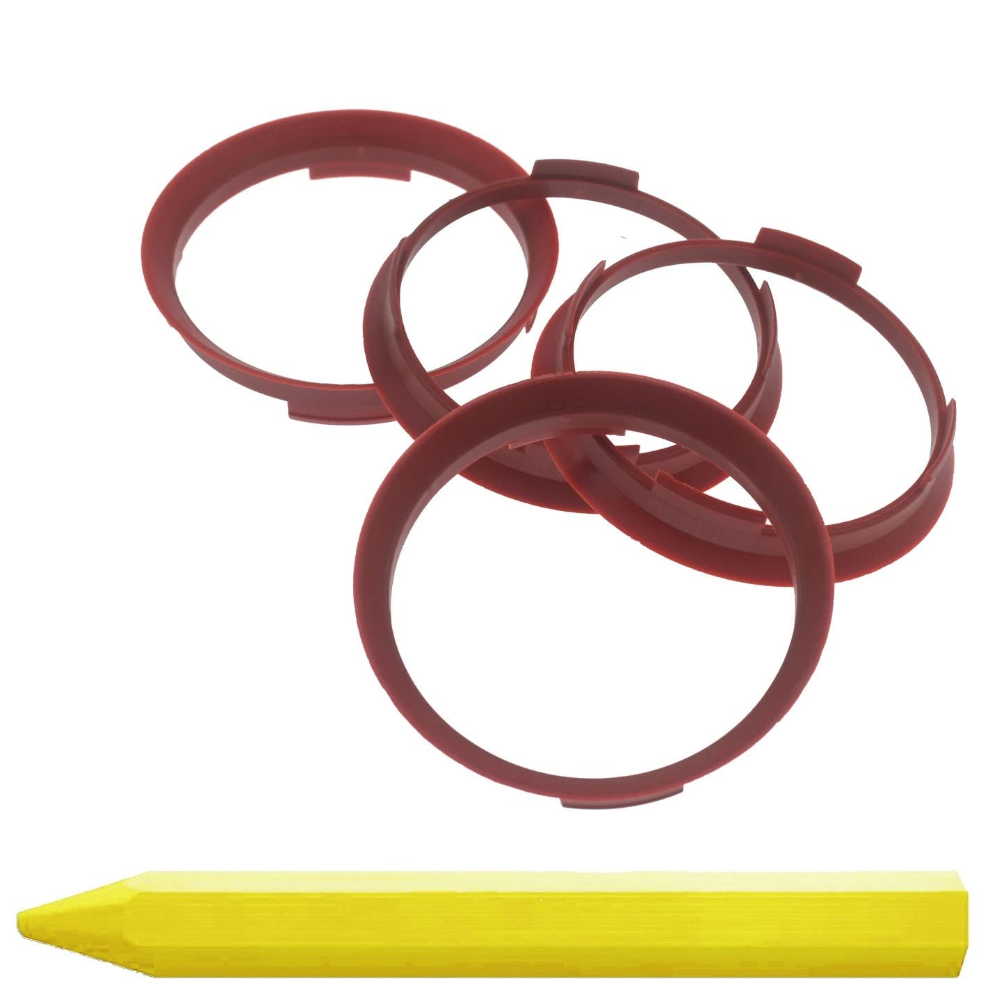 4X Zentrierringe 70,4 x 66,1 mm Rot Felgen Ringe + 1x Reifen Kreide Fett Stift von RKC