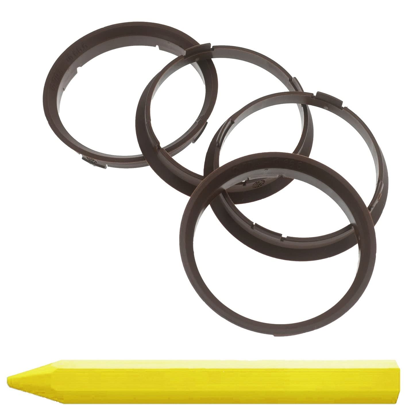 4X Zentrierringe 70,4 x 66,6 mm Braun Felgen Ringe + 1x Reifen Kreide Fett Stift von RKC