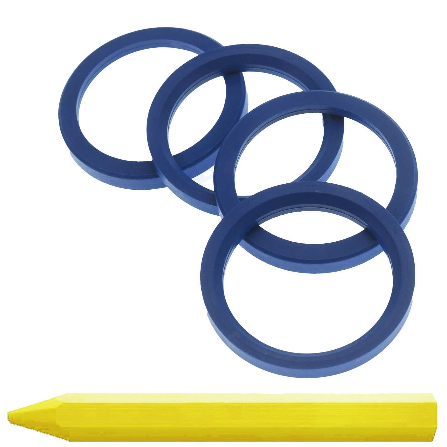4X Zentrierringe 72,0 x 57,1 mm Blau Felgen Ringe + 1x Reifen Kreide Fett Stift von RKC