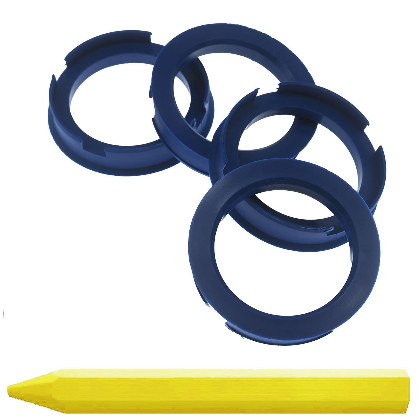 4X Zentrierringe 72,6 x 56,1 mm Blau Felgen Ringe + 1x Reifen Kreide Fett Stift von RKC