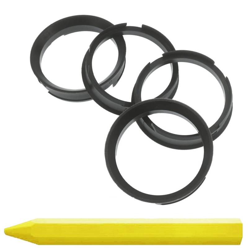 4X Zentrierringe 72,6 x 63,4 mm Dunkelbraun Felgen Ringe + 1x Reifen Kreide Fett Stift von RKC
