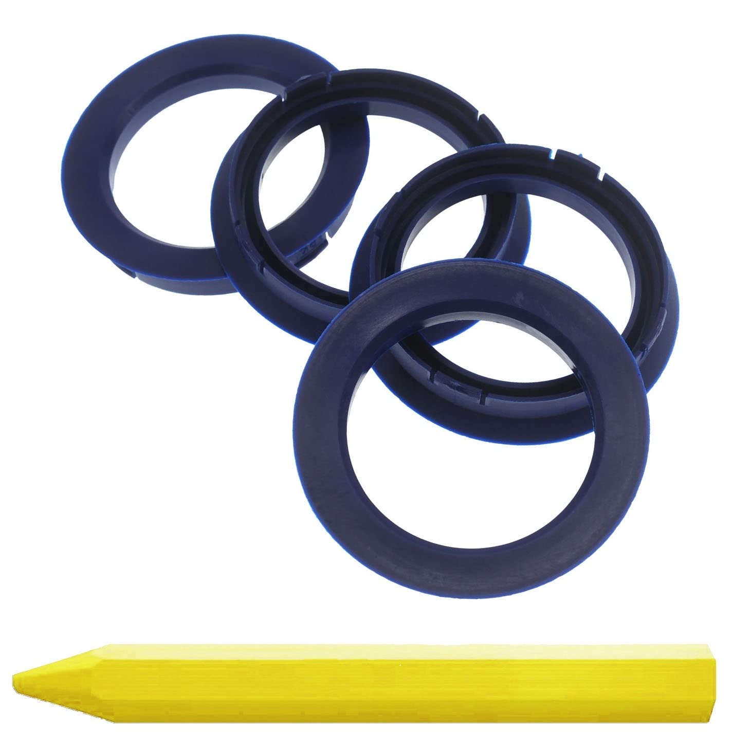 4X Zentrierringe 74,1 x 58,1 mm Dunkelblau Felgen Ringe + 1x Reifen Kreide Fett Stift von RKC