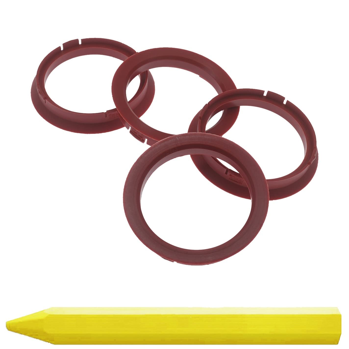 4X Zentrierringe 74,1 x 64,1 mm Dunkelrot Felgen Ringe + 1x Reifen Kreide Fett Stift von RKC