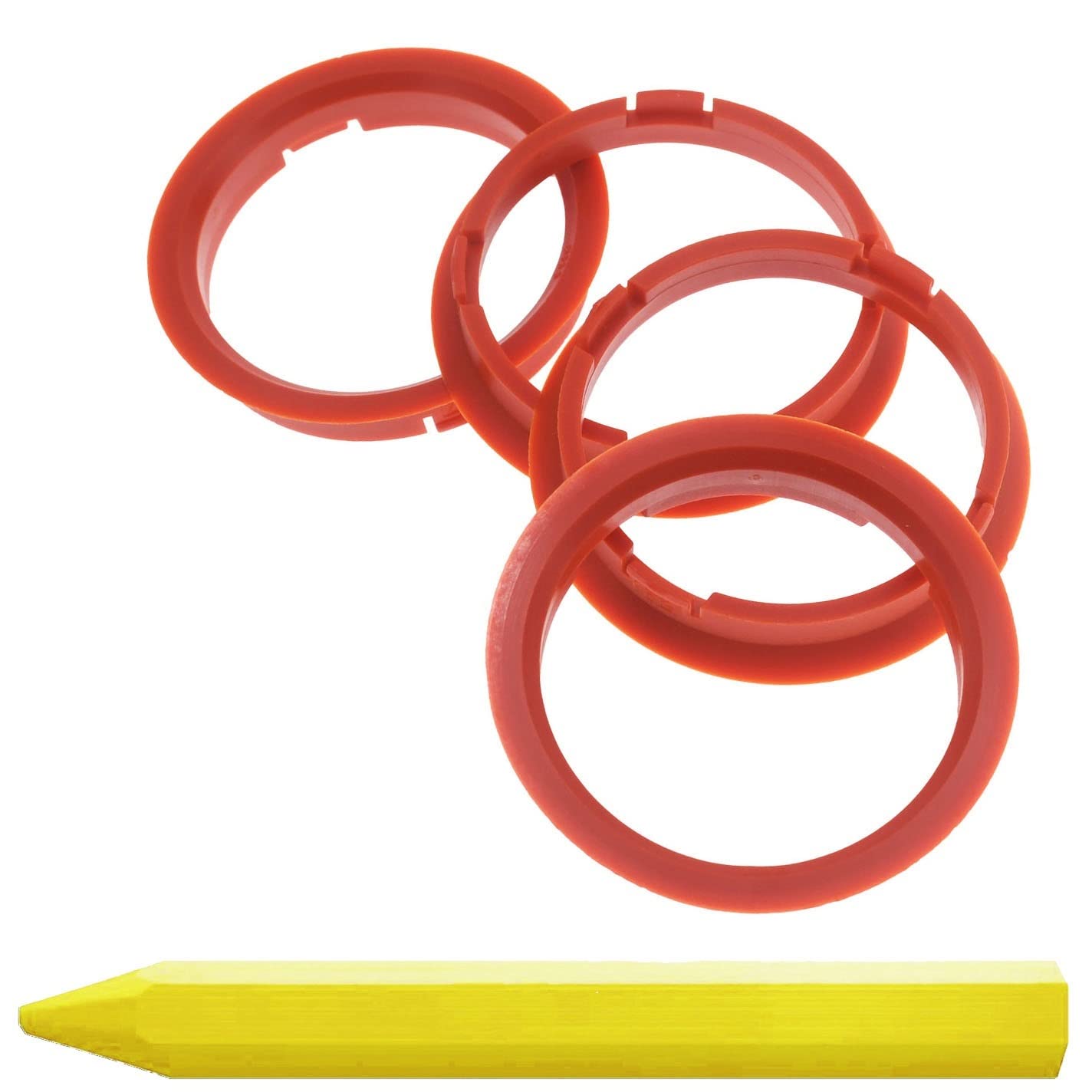 4X Zentrierringe 74,1 x 66,6 mm Orange Felgen Ringe + 1x Reifen Kreide Fett Stift von RKC