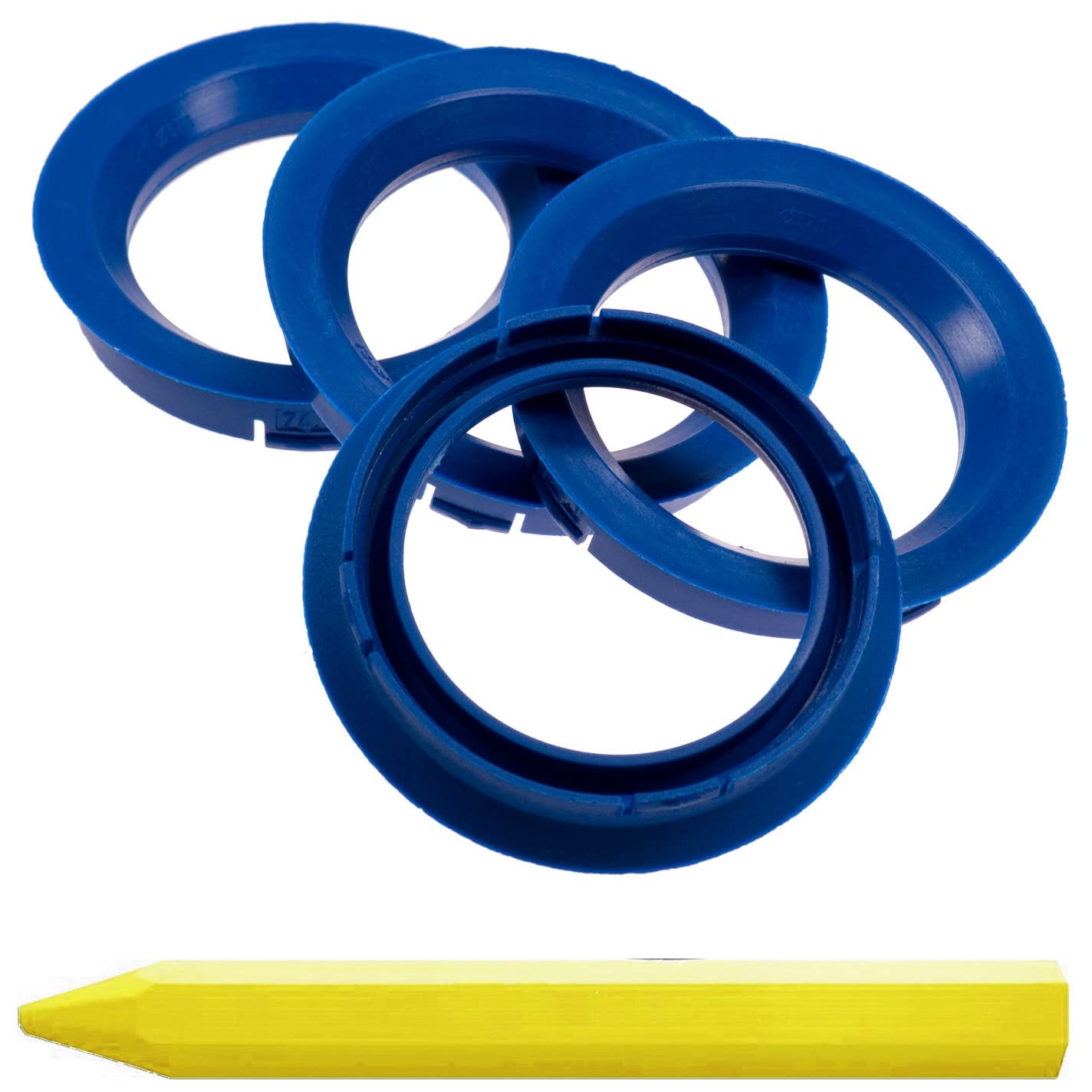 4X Zentrierringe Blau 74,1 mm x 57,1 mm + 1x Reifen Kreide Fett Stift von RKC