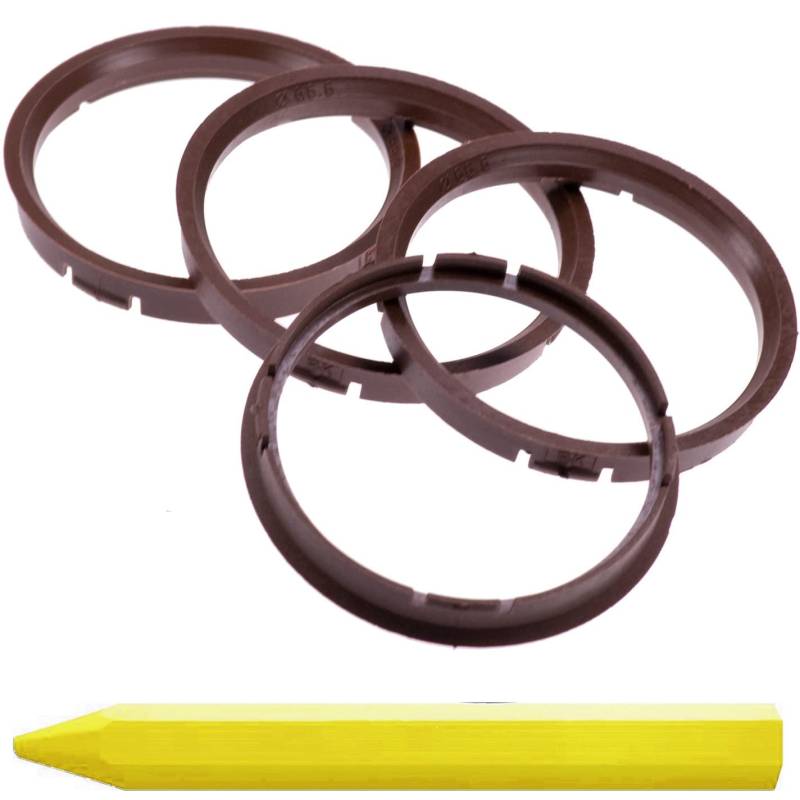 4X Zentrierringe Braun 73,0 mm x 66,6 mm + 1x Reifen Kreide Fett Stift von RKC