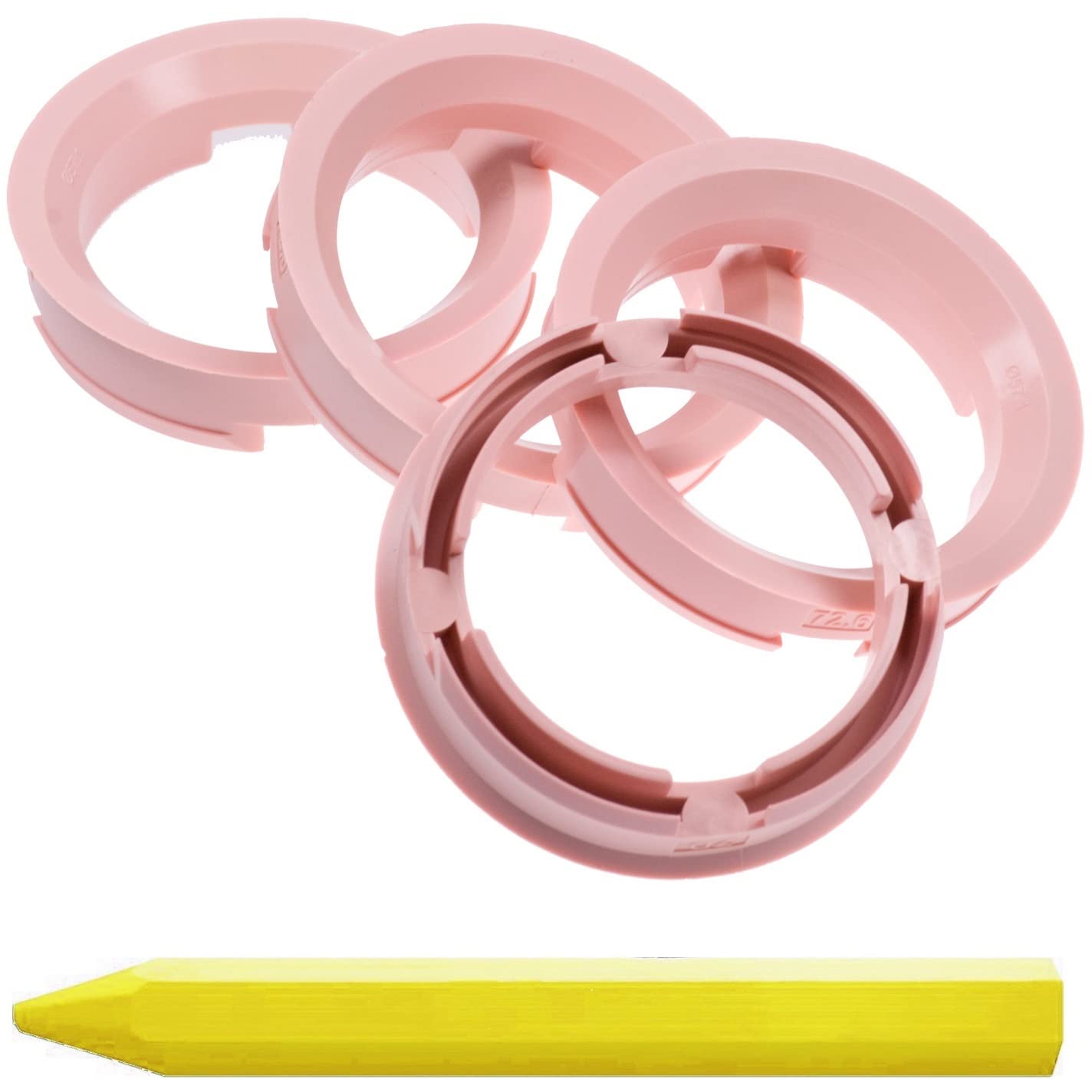 4X Zentrierringe Rosa 72,6 mm x 57,1 mm + 1x Reifen Kreide Fett Stift 4X Zentrierringe Rosa 72,6 mm x 57,1 mm + 1x Reifen Kreide Fett Stift von RKC