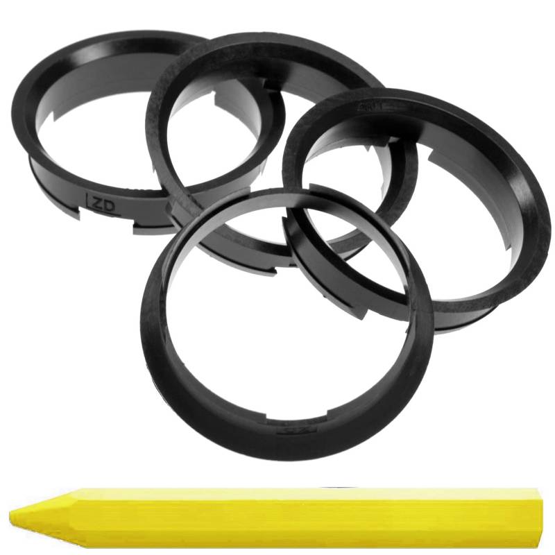 4X Zentrierringe Schwarz 63,4 mm x 60,1 mm + 1x Reifen Kreide Fett Stift von Jlwiy