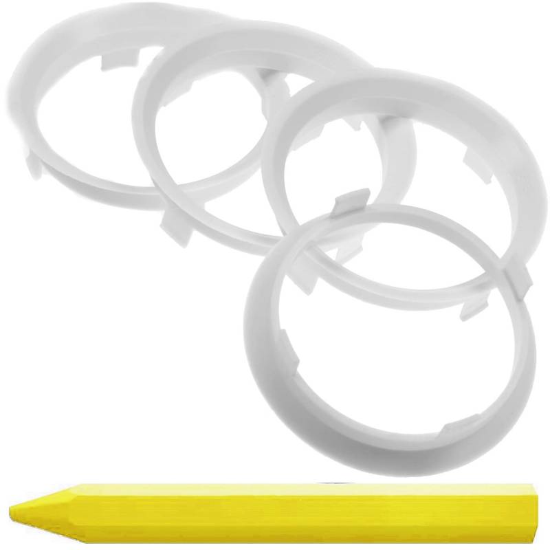 4X Zentrierringe Weiss 60,1 mm x 56,6 mm + 1x Reifen Kreide Fett Stift von Yulix