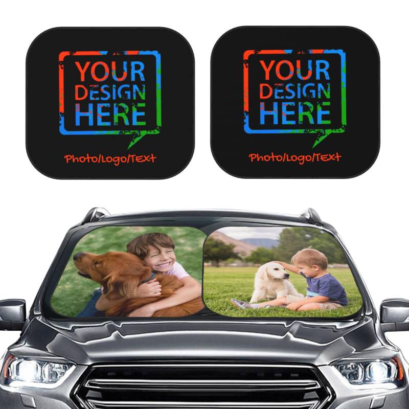 Klappbarer Auto-Sonnenschutz Set - 2-teilig mit Silberbeschichtung, Dreh-Falt-Design & Aufbewahrungstasche (L) von RKXGiftopia