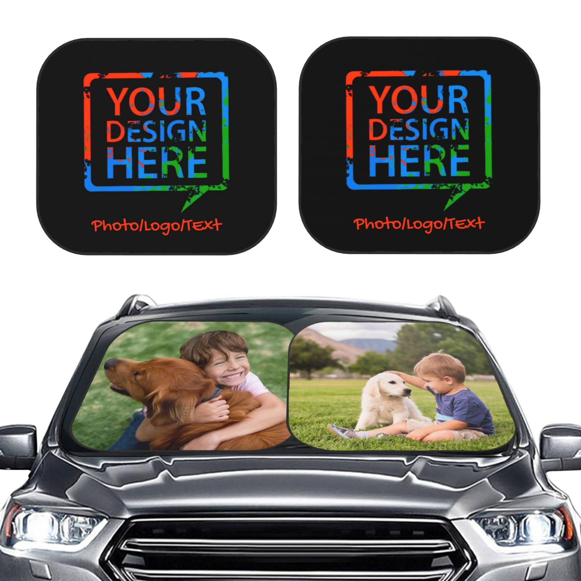 Klappbarer Auto-Sonnenschutz Set - 2-teilig mit Silberbeschichtung, Dreh-Falt-Design & Aufbewahrungstasche (S) von RKXGiftopia