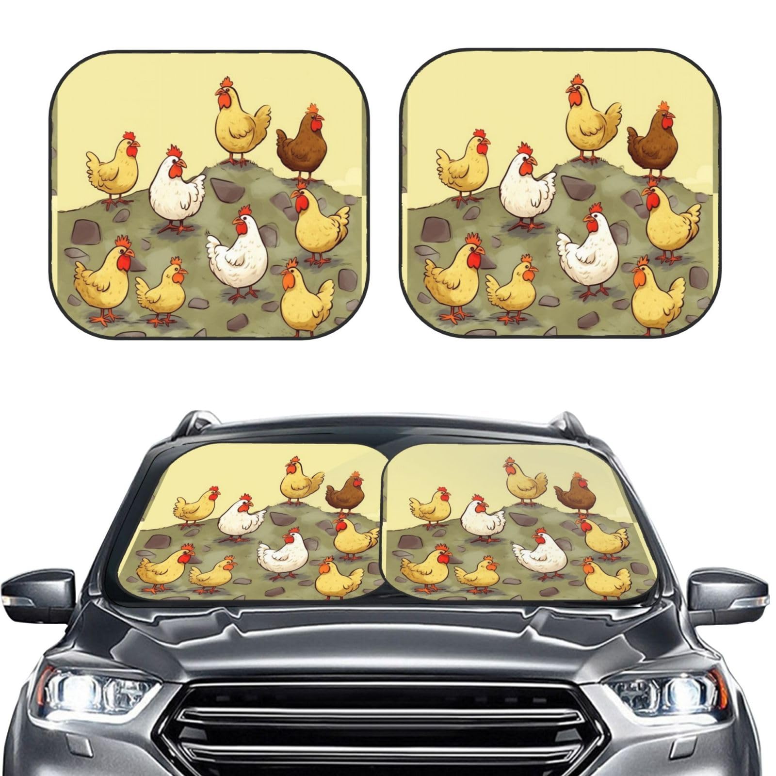 A Brood of Chickens Print 2 Stück Windschutzscheibe Sonnenschutz Faltbare Auto Frontscheibe Sonnenblenden UV-Schutz Tragbare Sonnenblende Schutz Windschutzscheibenabdeckungen für Auto LKW SUV Medium A Brood of Chickens Print 2 Stück Windschutzscheibe Sonnenschutz Faltbare Auto Frontscheibe Sonnenblenden UV-Schutz Tragbare Sonnenblende Schutz Windschutzscheibenabdeckungen für Auto LKW SUV Medium von RLDOBOFE