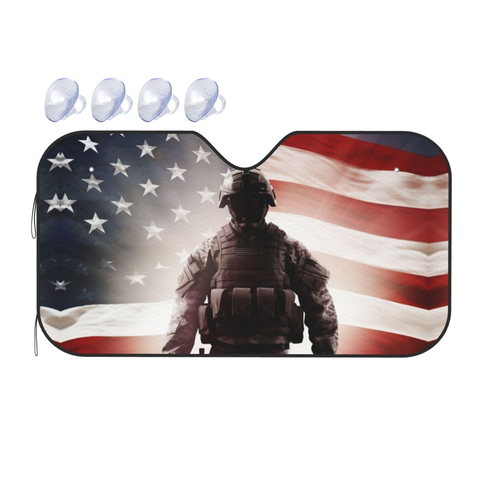 Amerikanische Flagge Soldat Druck Auto Windschutzscheibe Sonnenschutz UV-Schutz Faltbare Sonnenblende Schutz Windschutzscheibenabdeckungen für Auto LKW SUV Medium Amerikanische Flagge Soldat Druck Auto Windschutzscheibe Sonnenschutz UV-Schutz Faltbare Sonnenblende Schutz Windschutzscheibenabdeckungen für Auto LKW SUV Medium von RLDOBOFE