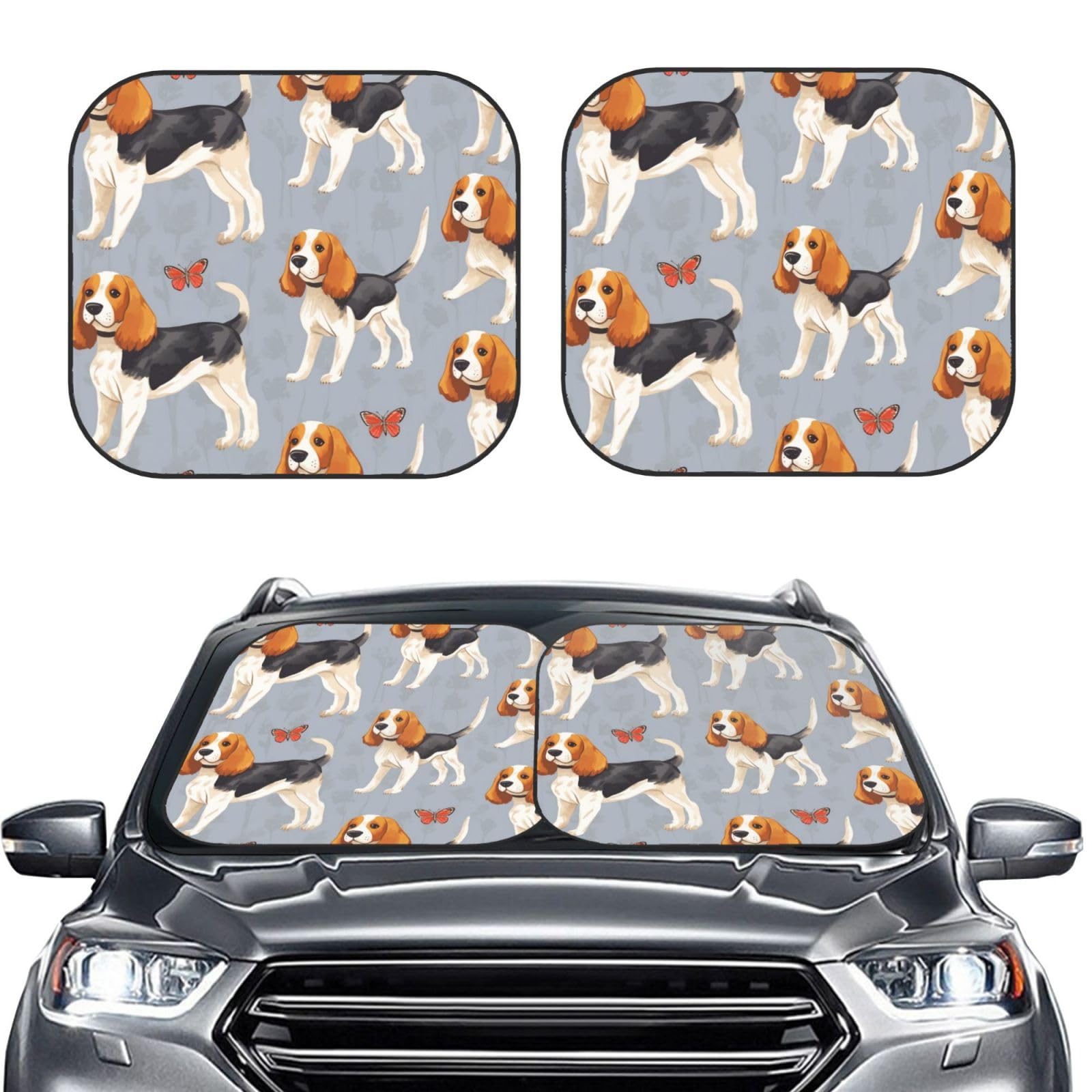 Beagle-Muster Druck 2 Stück Windschutzscheibe Sonnenschutz Faltbare Auto Frontscheibe Sonnenschutz UV-Schutz Tragbare Sonnenblende Schutz Windschutzscheibenabdeckungen für Auto LKW SUV Groß Beagle-Muster Druck 2 Stück Windschutzscheibe Sonnenschutz Faltbare Auto Frontscheibe Sonnenschutz UV-Schutz Tragbare Sonnenblende Schutz Windschutzscheibenabdeckungen für Auto LKW SUV Groß von RLDOBOFE