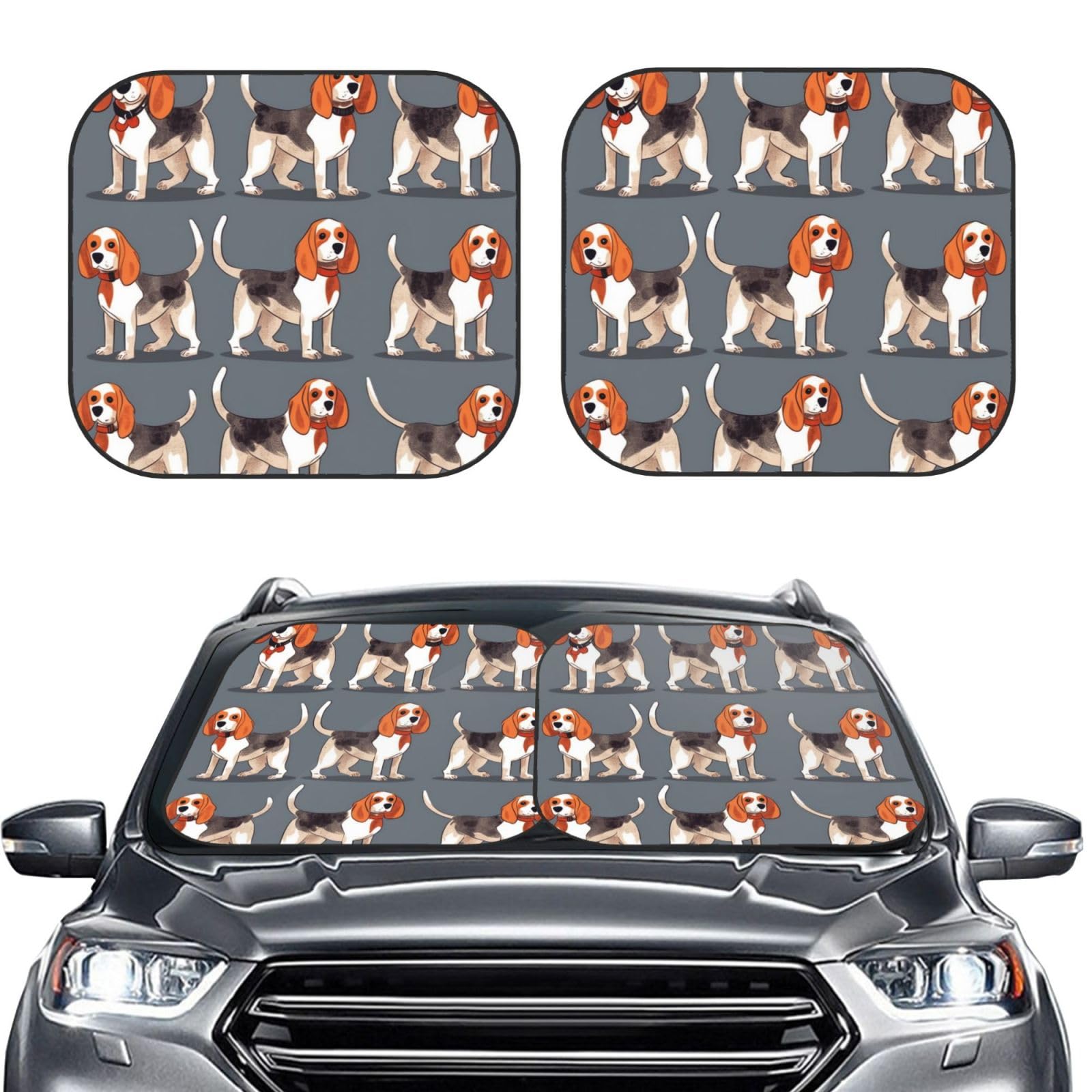 Beagles Muster Druck 2 Stück Windschutzscheibe Sonnenschutz Faltbare Auto Frontscheibe Sonnenblenden UV-Schutz Tragbare Sonnenblende Schutz Windschutzscheibenabdeckungen für Auto LKW SUV Medium Beagles Muster Druck 2 Stück Windschutzscheibe Sonnenschutz Faltbare Auto Frontscheibe Sonnenblenden UV-Schutz Tragbare Sonnenblende Schutz Windschutzscheibenabdeckungen für Auto LKW SUV Medium von RLDOBOFE