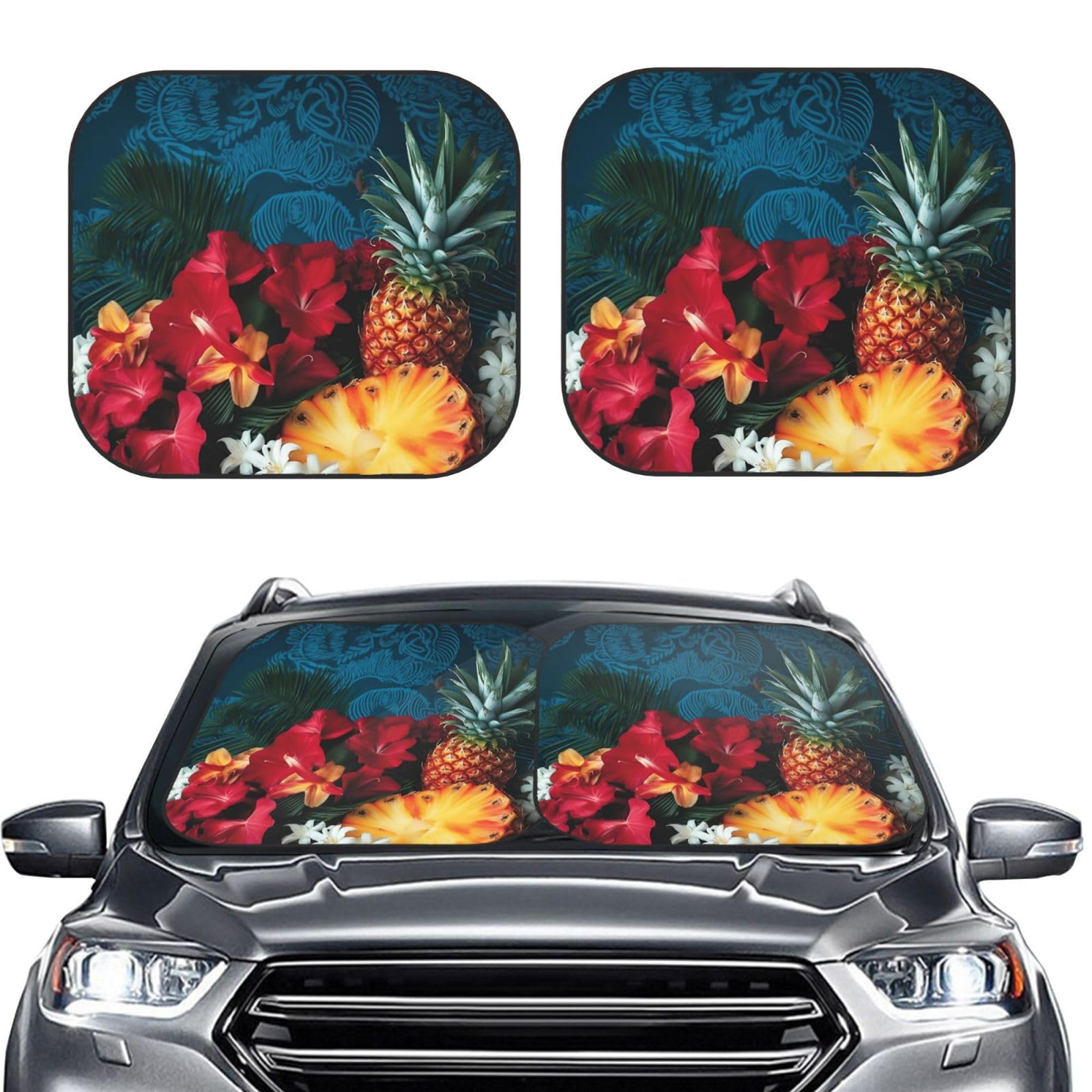 Blumen und Ananas Druck 2 Stück Windschutzscheibe Sonnenschutz Faltbare Auto Frontscheibe Sonnenblenden UV-Schutz Tragbare Sonnenblende Schutz Windschutzscheibenabdeckungen für Auto LKW SUV Medium Blumen und Ananas Druck 2 Stück Windschutzscheibe Sonnenschutz Faltbare Auto Frontscheibe Sonnenblenden UV-Schutz Tragbare Sonnenblende Schutz Windschutzscheibenabdeckungen für Auto LKW SUV Medium von RLDOBOFE