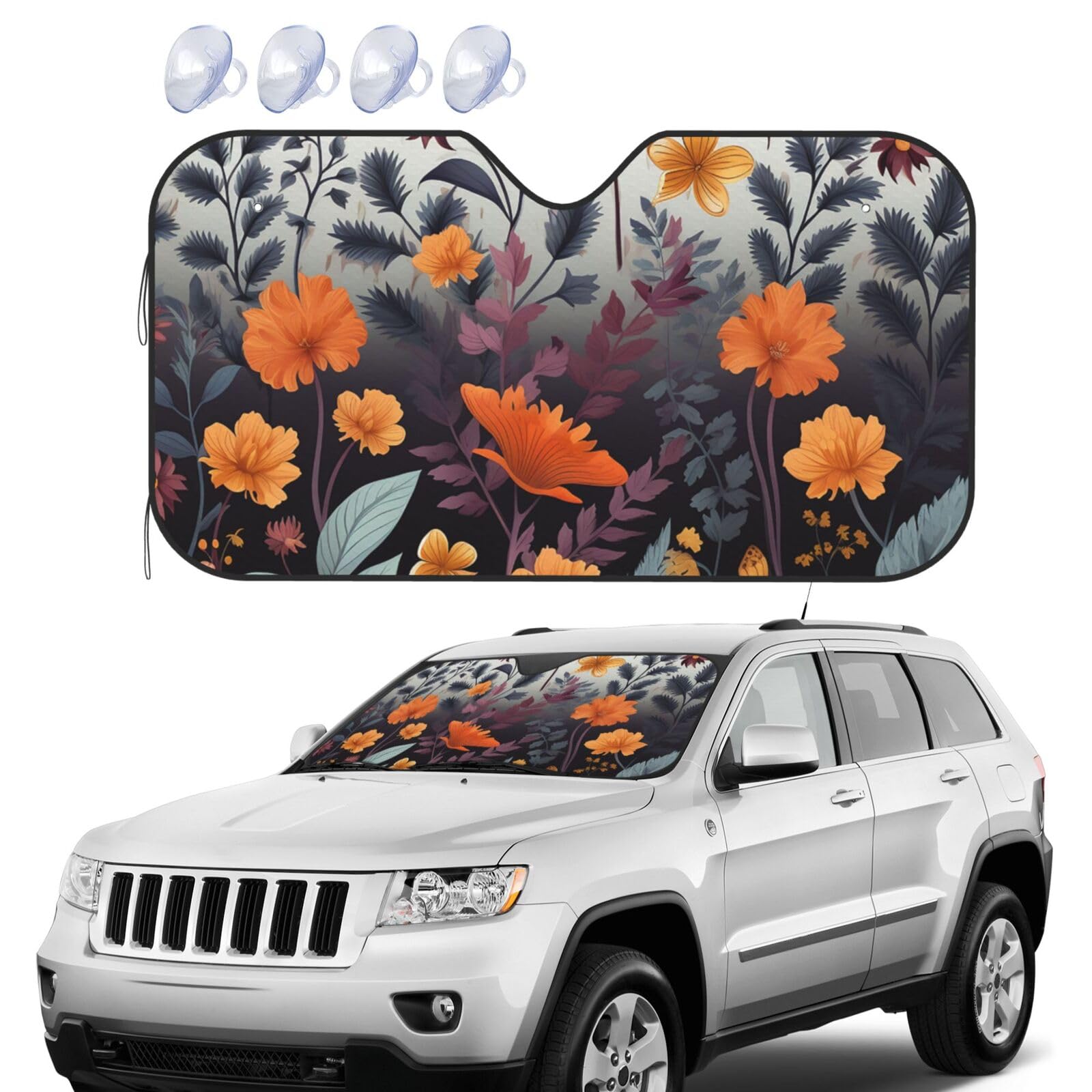 Blumenmuster von Herbstblättern und Schmetterlingen Windschutzscheibe Sonnenschutz Faltbare Auto Frontscheibe Sonnenschutz UV-Schutz Tragbare Sonnenblende Schutz Windschutzscheibenabdeckungen für Auto Blumenmuster von Herbstblättern und Schmetterlingen Windschutzscheibe Sonnenschutz Faltbare Auto Frontscheibe Sonnenschutz UV-Schutz Tragbare Sonnenblende Schutz Windschutzscheibenabdeckungen für Auto von RLDOBOFE