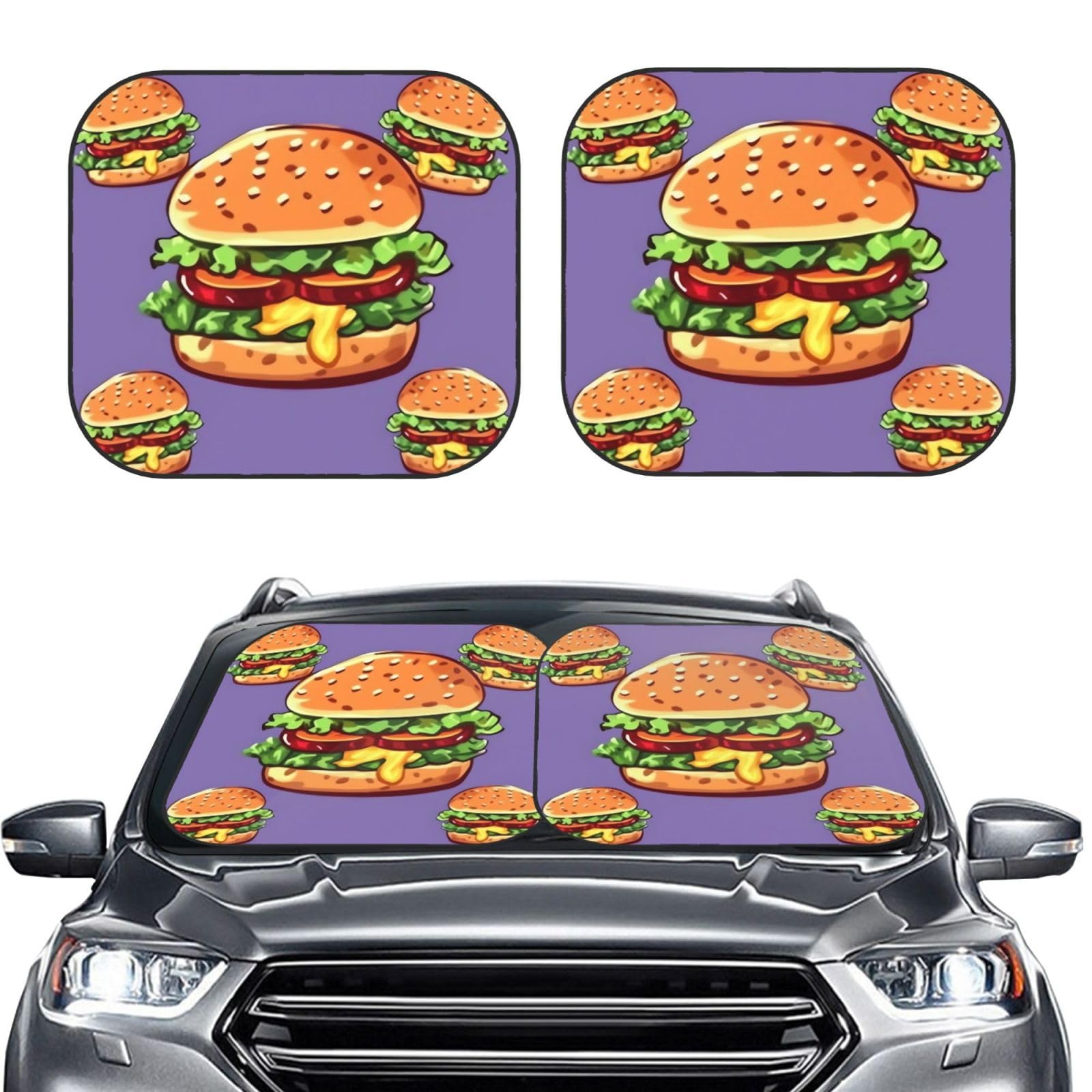 Cartoon Hamburger Druck 2 Stück Windschutzscheibe Sonnenschutz Faltbare Auto Frontscheibe Sonnenblenden UV-Schutz Tragbare Sonnenblende Schutz Windschutzscheibenabdeckungen für Auto LKW SUV Groß Cartoon Hamburger Druck 2 Stück Windschutzscheibe Sonnenschutz Faltbare Auto Frontscheibe Sonnenblenden UV-Schutz Tragbare Sonnenblende Schutz Windschutzscheibenabdeckungen für Auto LKW SUV Groß von RLDOBOFE