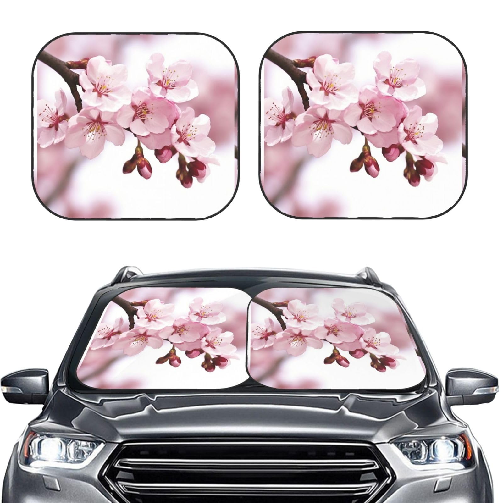 Cherry Blossom Print 2 Stück Windschutzscheibe Sonnenschutz Faltbare Auto Frontscheibe Sonnenblenden UV-Schutz Tragbare Sonnenblende Schutz Windschutzscheibenabdeckungen für Auto LKW SUV Groß Cherry Blossom Print 2 Stück Windschutzscheibe Sonnenschutz Faltbare Auto Frontscheibe Sonnenblenden UV-Schutz Tragbare Sonnenblende Schutz Windschutzscheibenabdeckungen für Auto LKW SUV Groß von RLDOBOFE