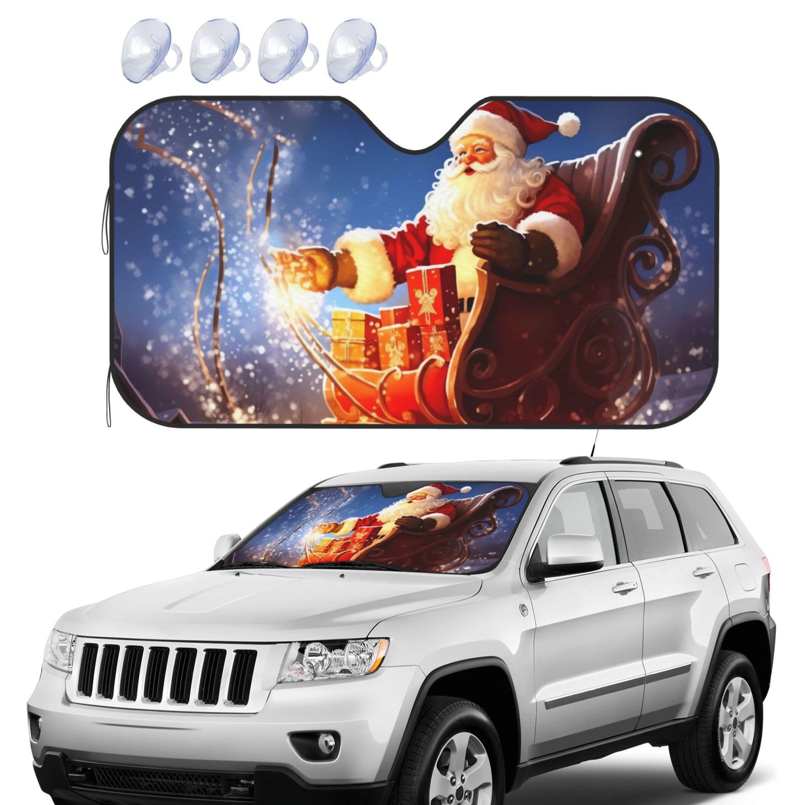 Christmas Magic Windshield Sun Shade Foldable Car Front Window Sunshades UV Protection Portable Sun Visor Protector Windscreen Covers for Car Trucks SUV Medium Christmas Magic Windshield Sun Shade Foldable Car Front Window Sunshades UV Protection Portable Sun Visor Protector Windscreen Covers for Car Trucks SUV Medium von RLDOBOFE